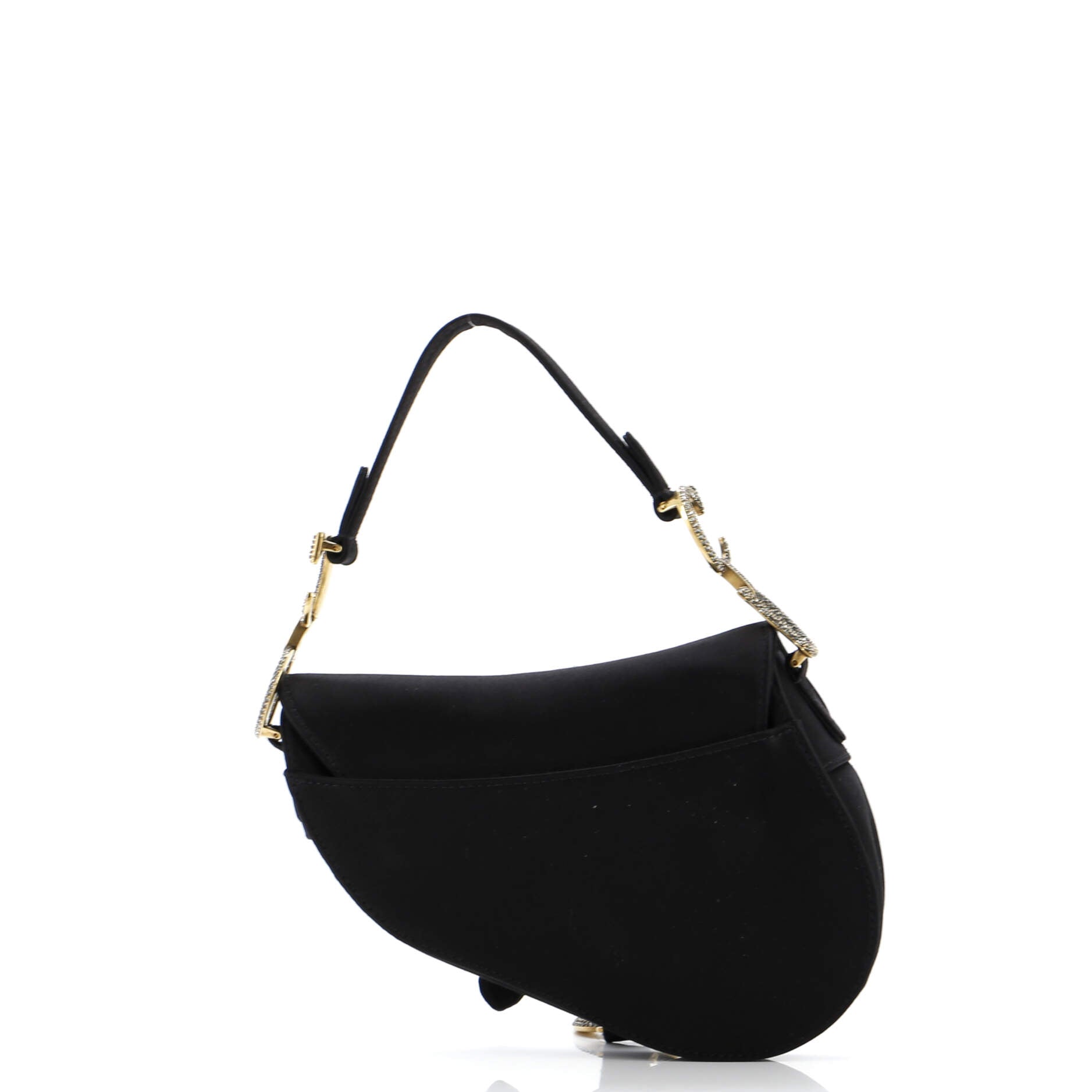 Saddle Handbag Satin with Crystals Mini