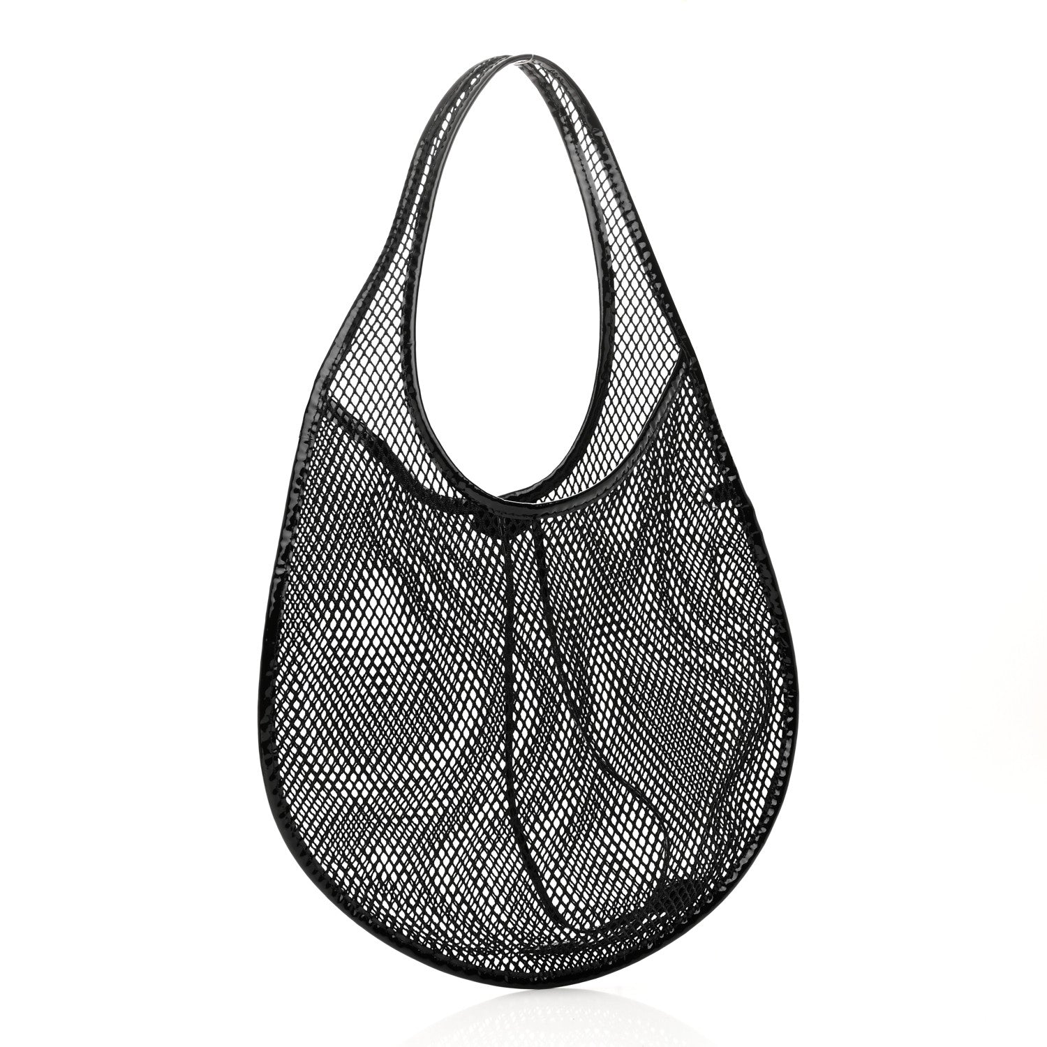 Fishnet Patent Calfskin Medium One Piece Bag Black