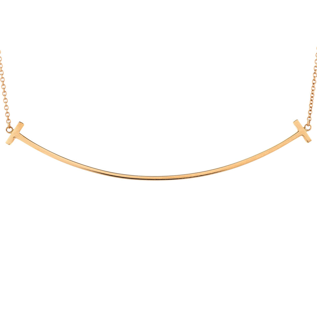 T Smile Pendant Necklace 18K Rose Gold Large