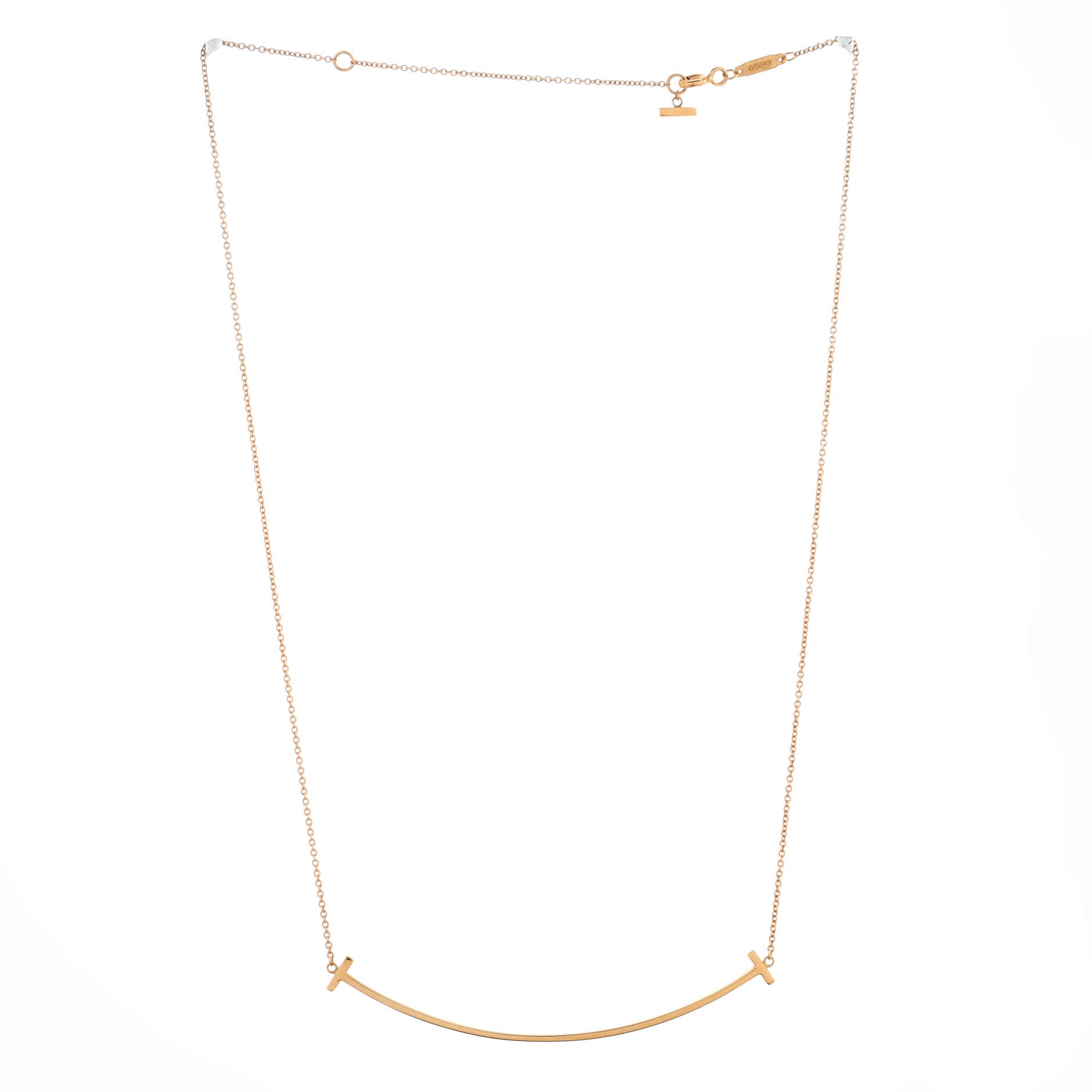 T Smile Pendant Necklace 18K Rose Gold Large