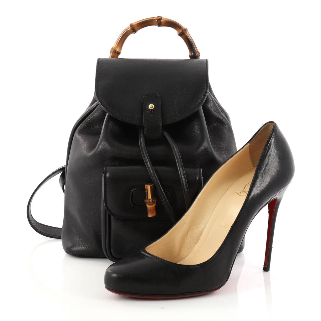 Bamboo Tassel Backpack Leather Mini