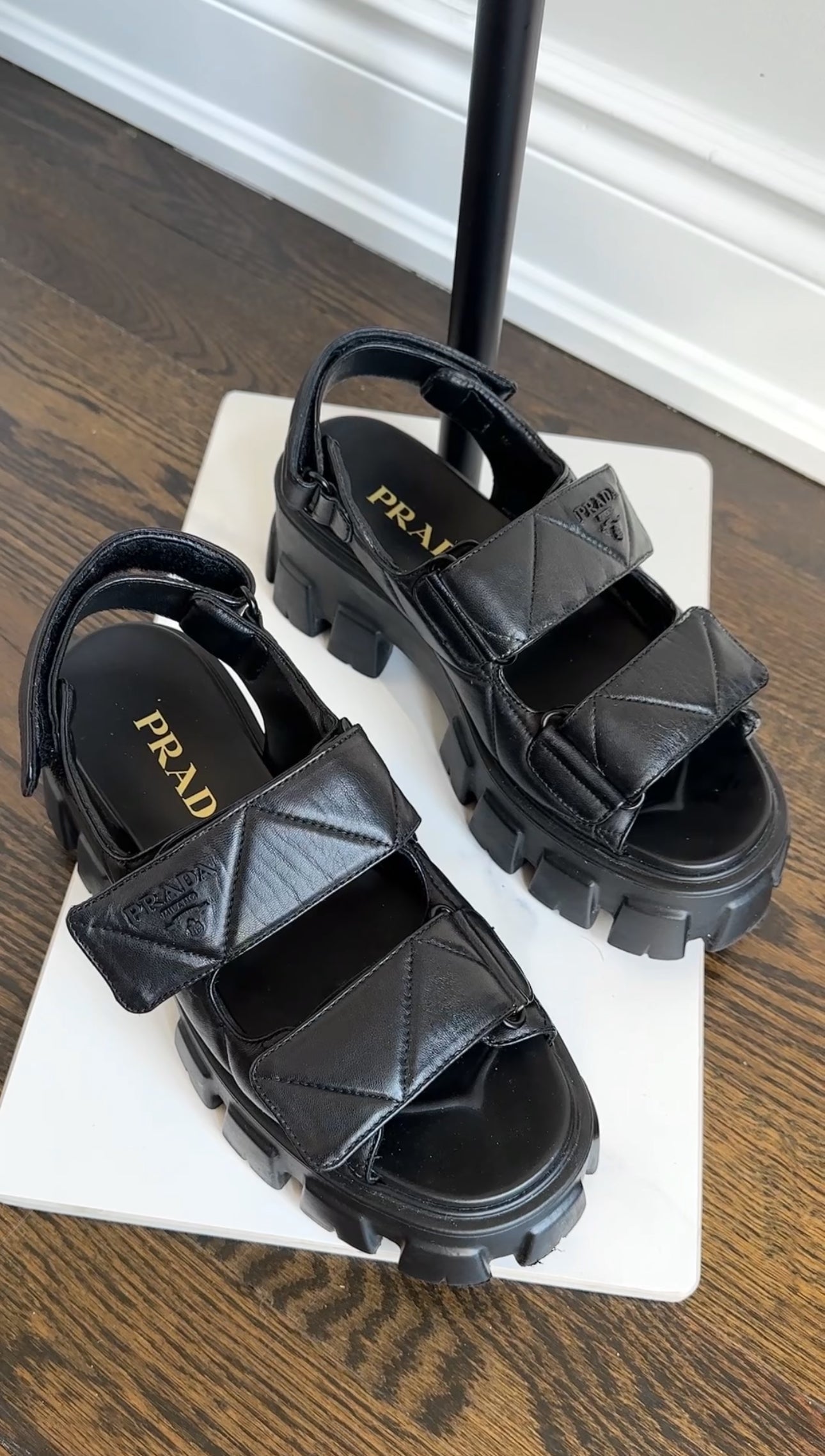 Prada Quilted Leather Monolith Platform Sandals - 38