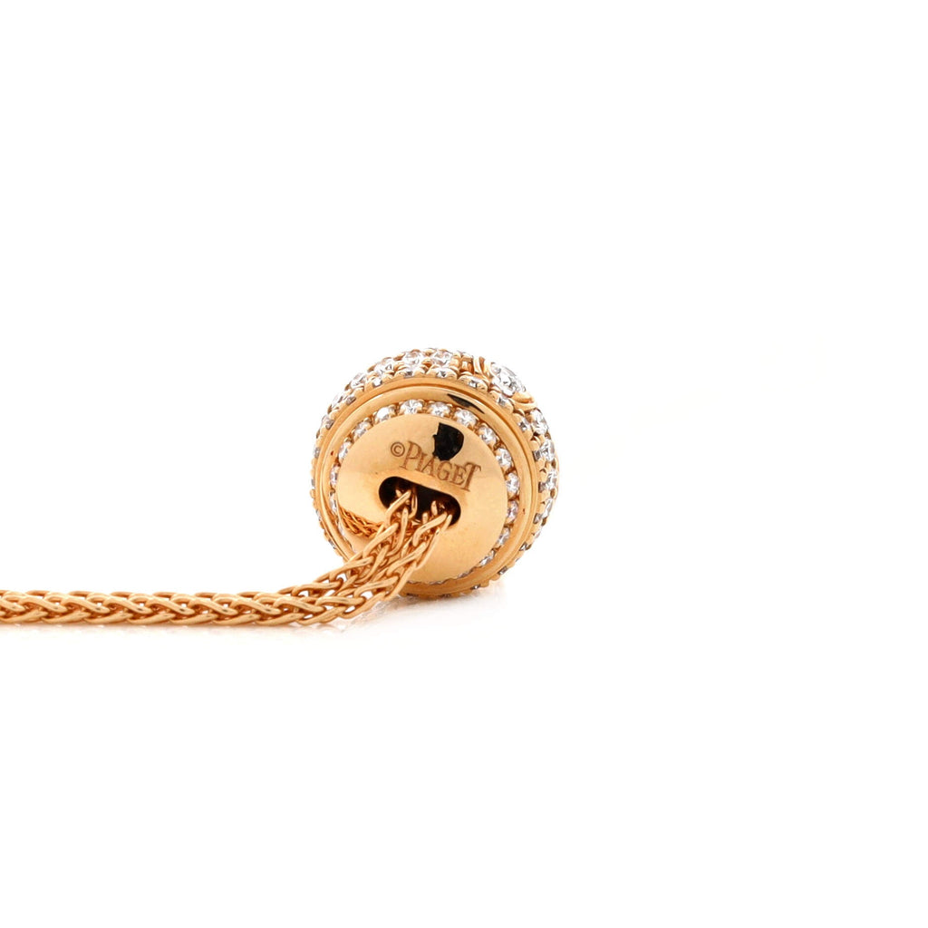 Possession Sphere Lariat Pendant Necklace 18K Rose Gold with Pave Diamonds
