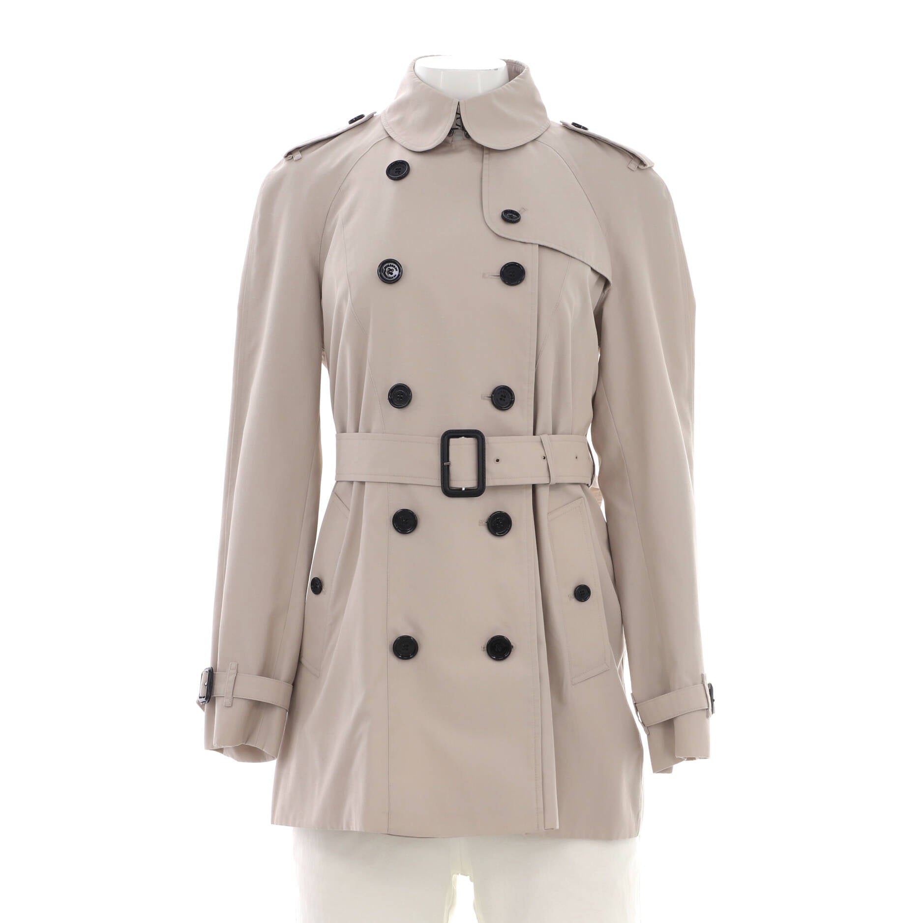 Women's Double Breasted Belted Mid-Length Trench Coat Cotton