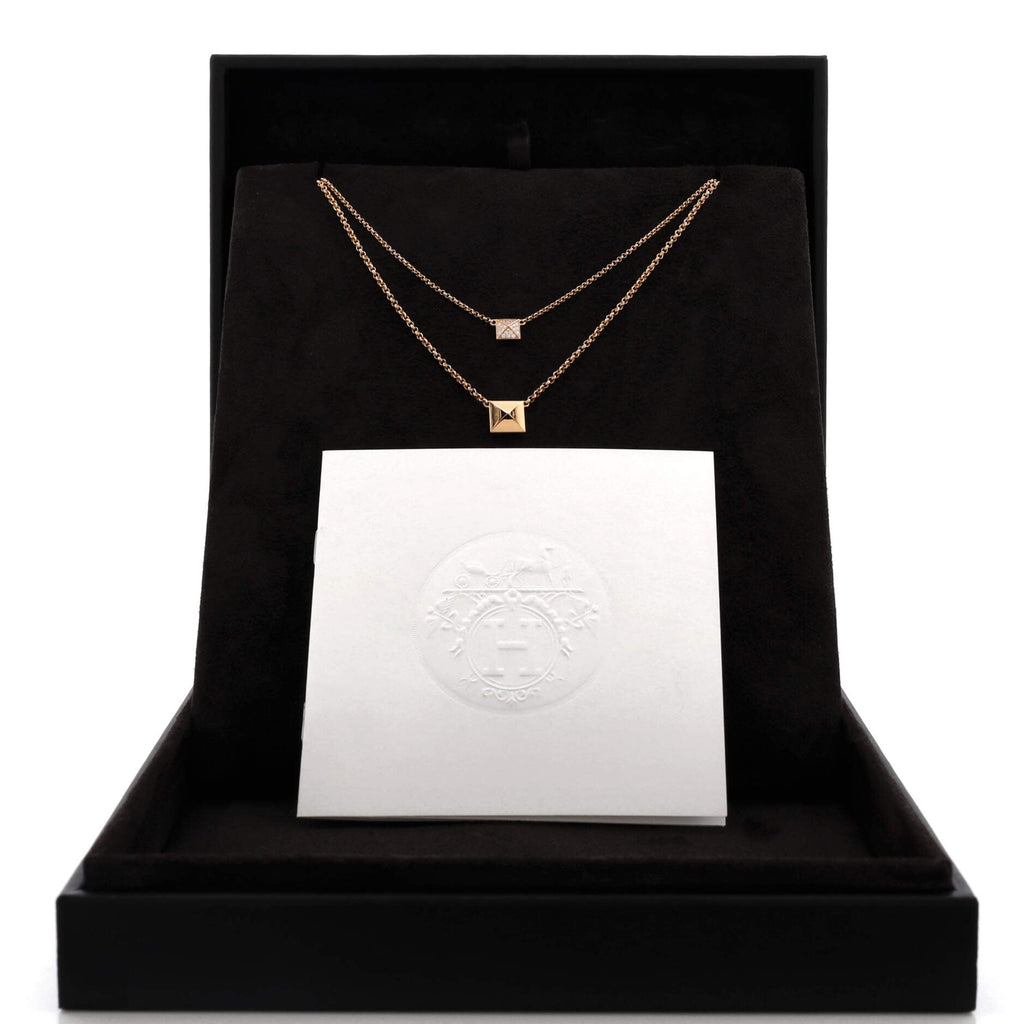 Clou d'H Double Pendant Necklace 18K Rose Gold with Diamonds