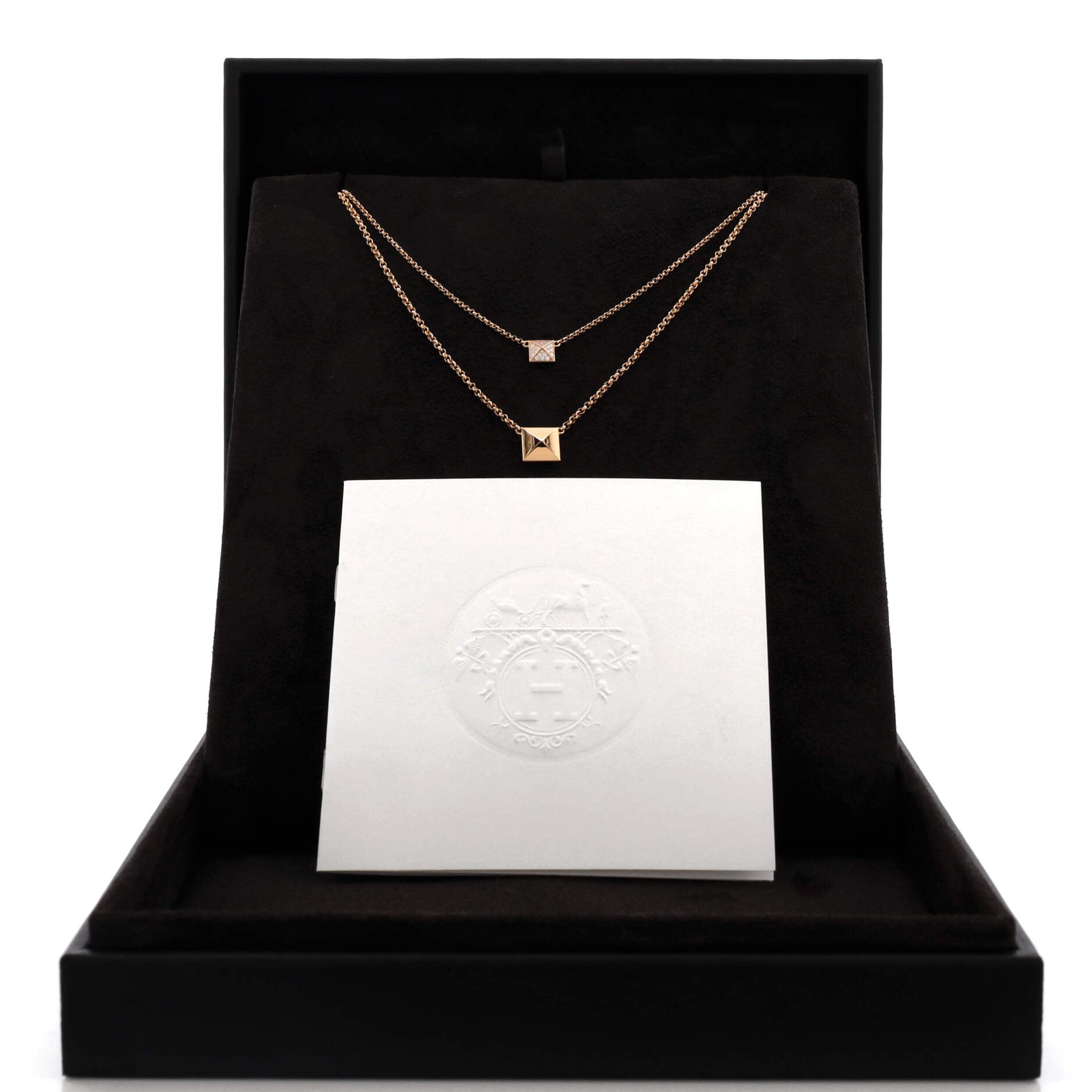 Clou d'H Double Pendant Necklace 18K Rose Gold with Diamonds