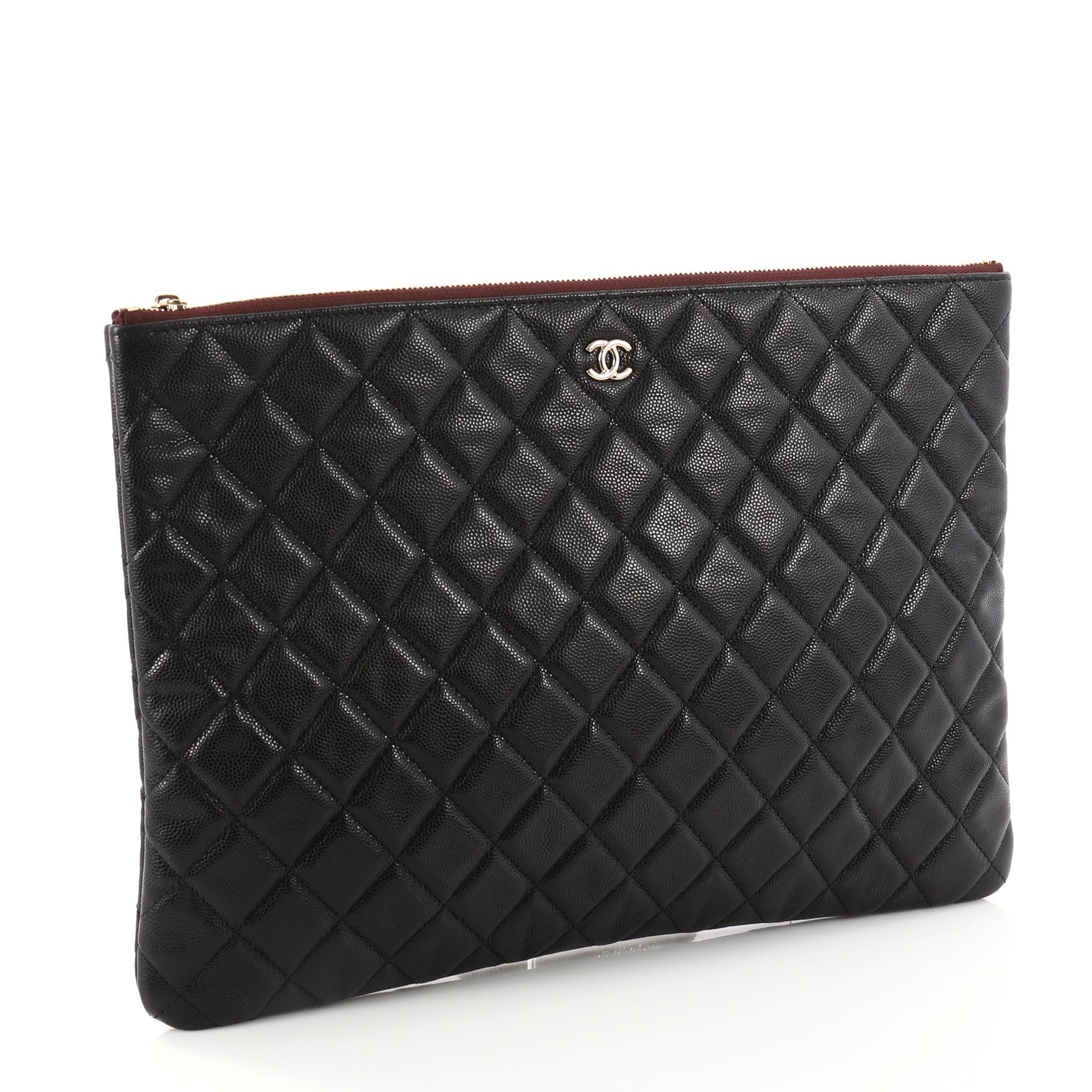 O Case Clutch Quilted Caviar Large