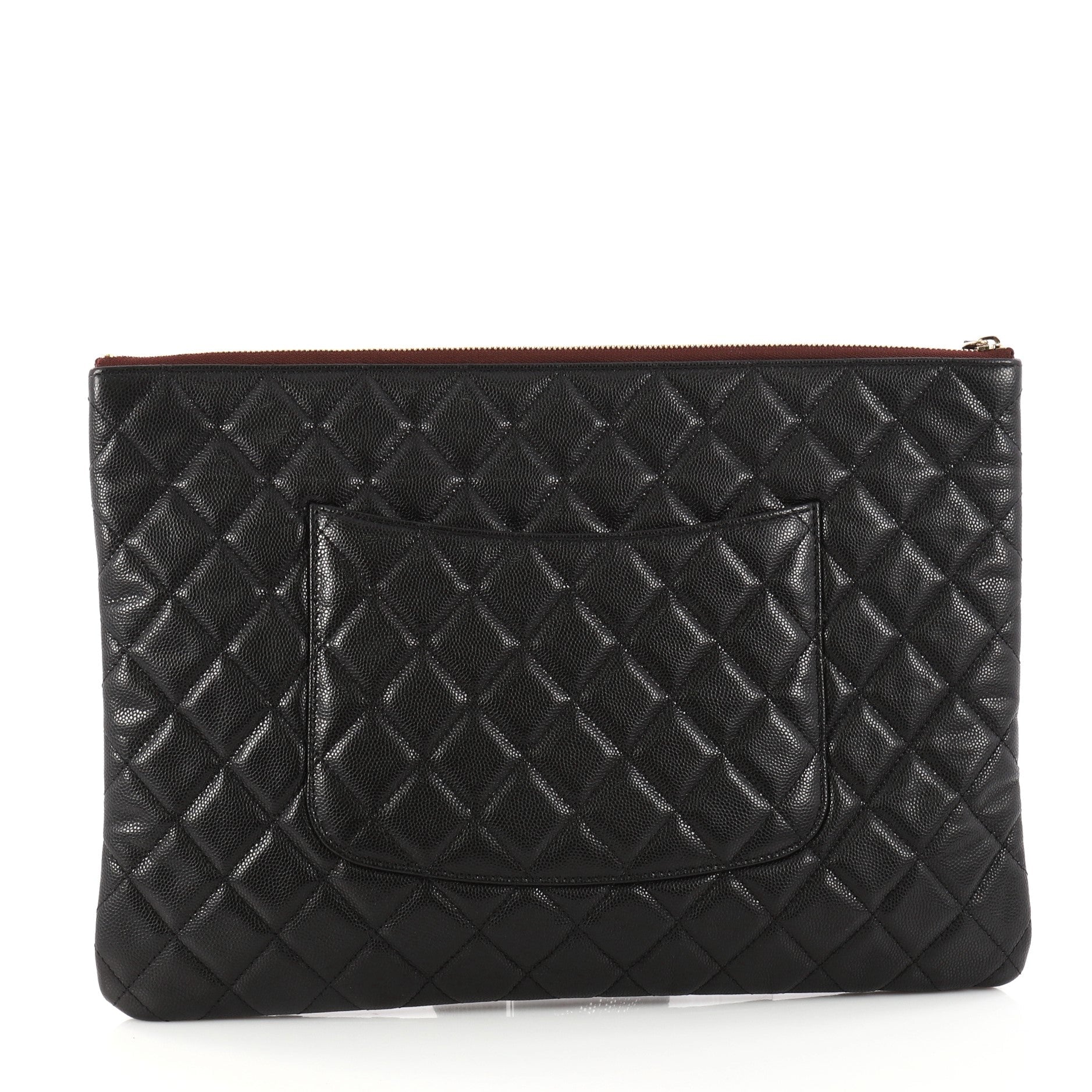 O Case Clutch Quilted Caviar Large