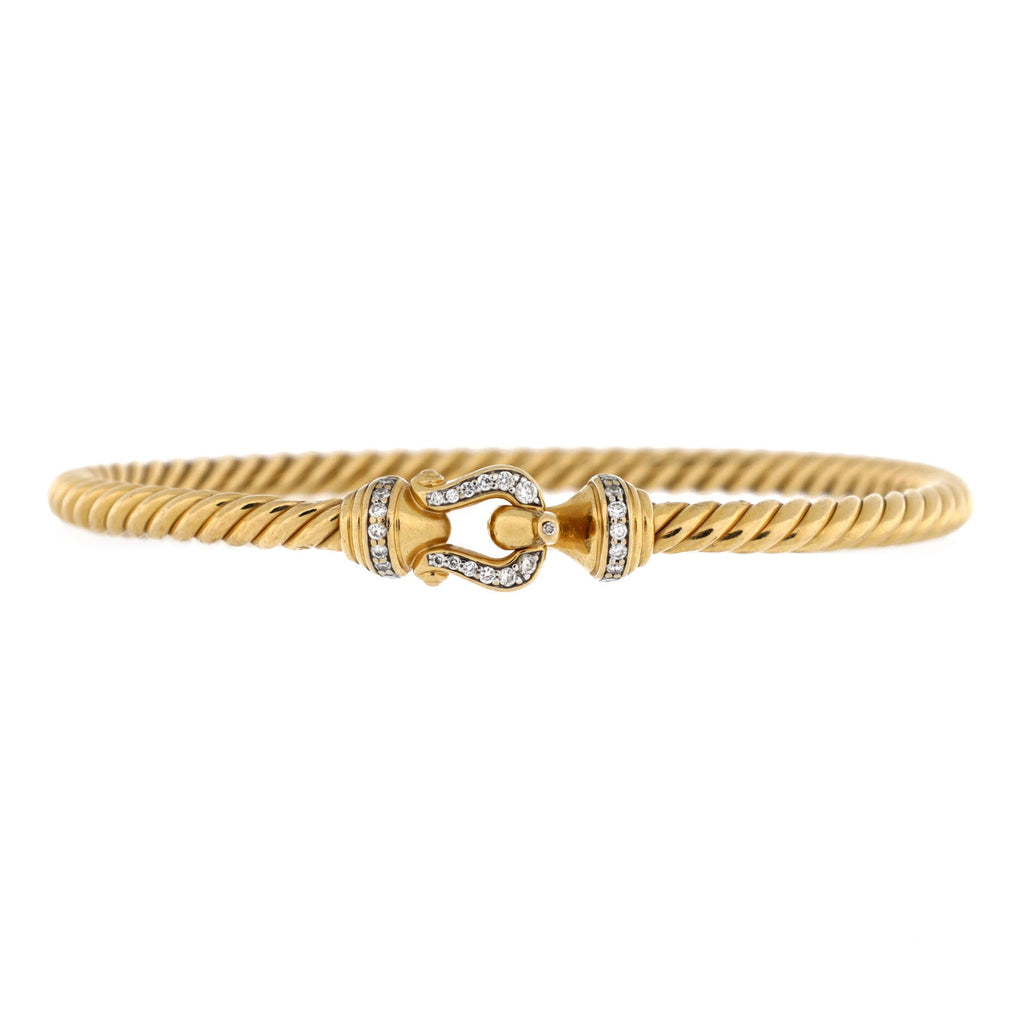Cable Buckle Bracelet 18K Yellow Gold with Diamonds 3.5mm