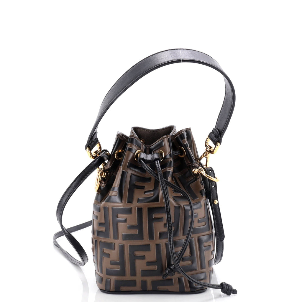 Mon Tresor Bucket Bag Zucca Embossed Leather Mini