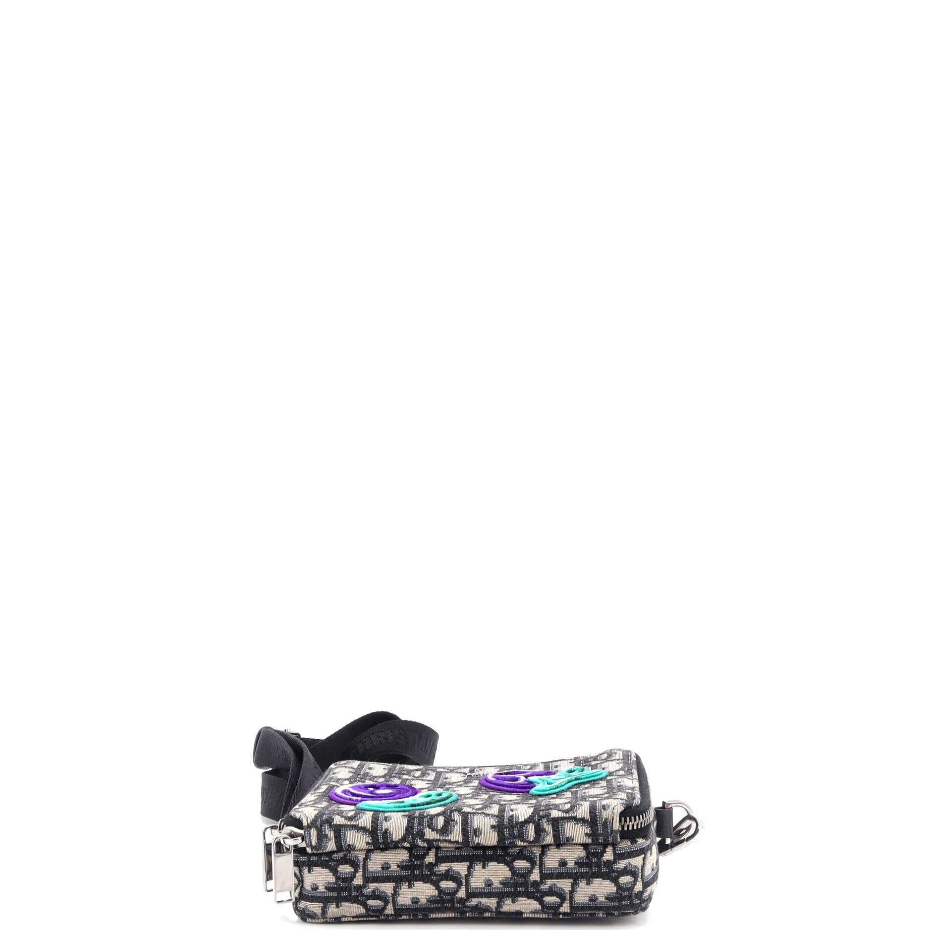 Kenny Scharf Double Zip Crossbody Pouch Oblique Canvas with Applique