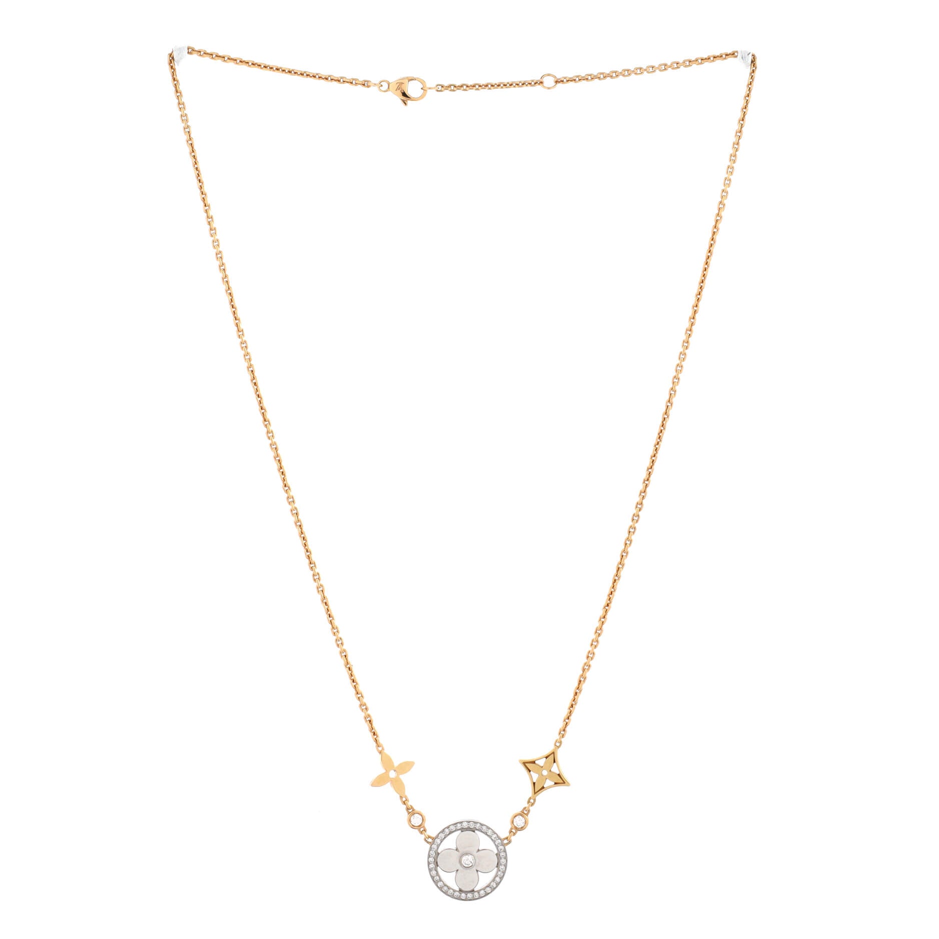 Blossom XL Necklace 18K Tricolor Gold with Diamonds