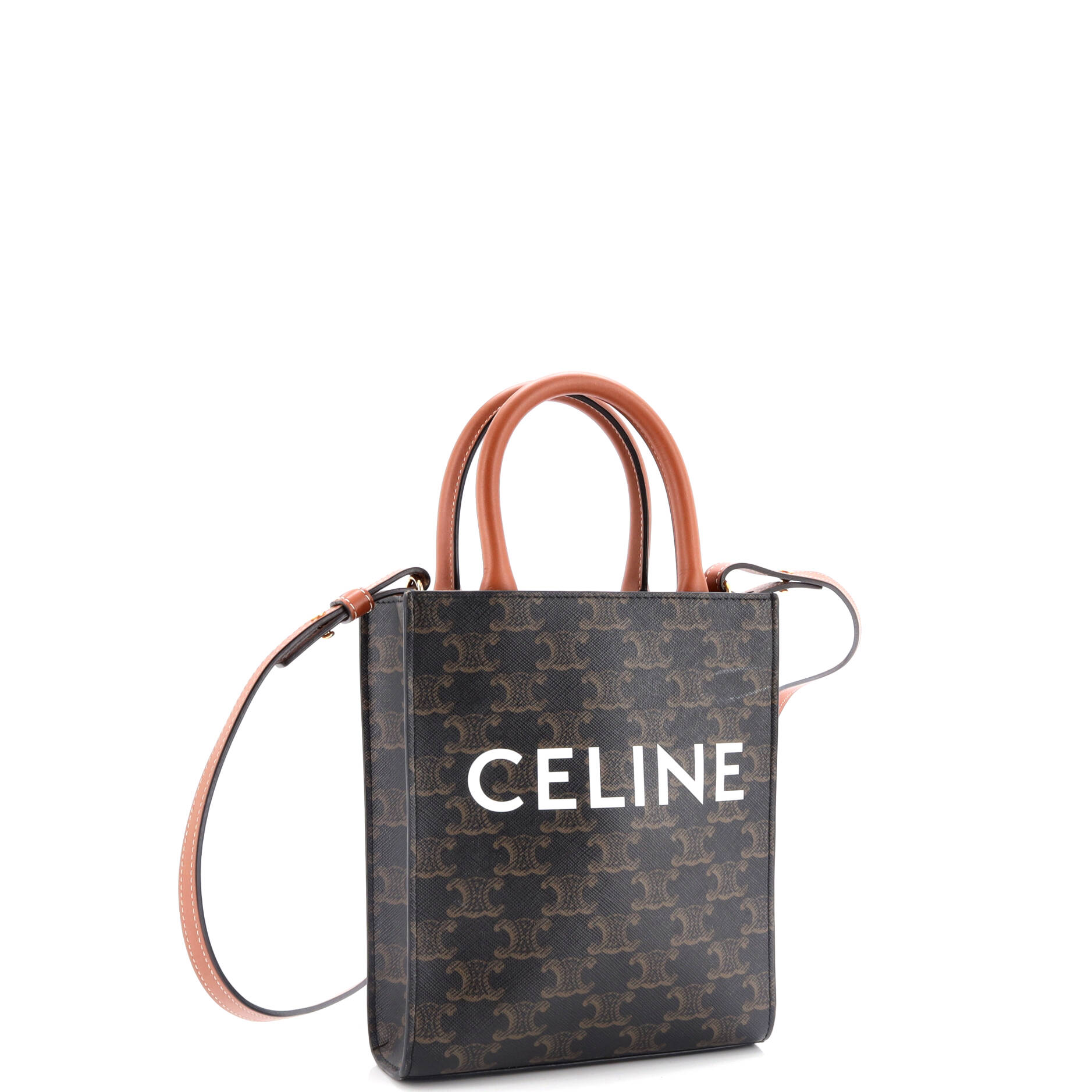 Vertical Cabas Tote Triomphe Coated Canvas Mini
