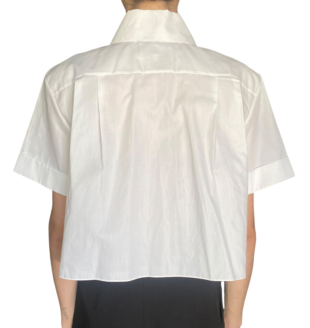 Chanel White 2019 Logo Cropped Shirt - FR 38 / US 6
