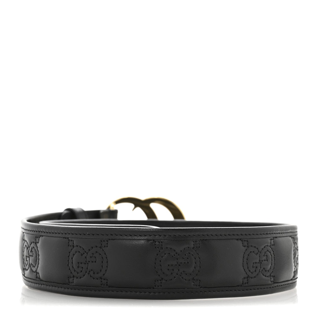 Calfskin GG Matelasse Marmont 40mm Belt 70 28 Black