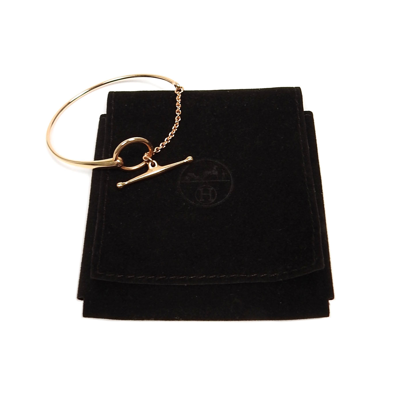 Hermes Filet Dor 18k Rose Gold Toggle Bracelet - Size ST