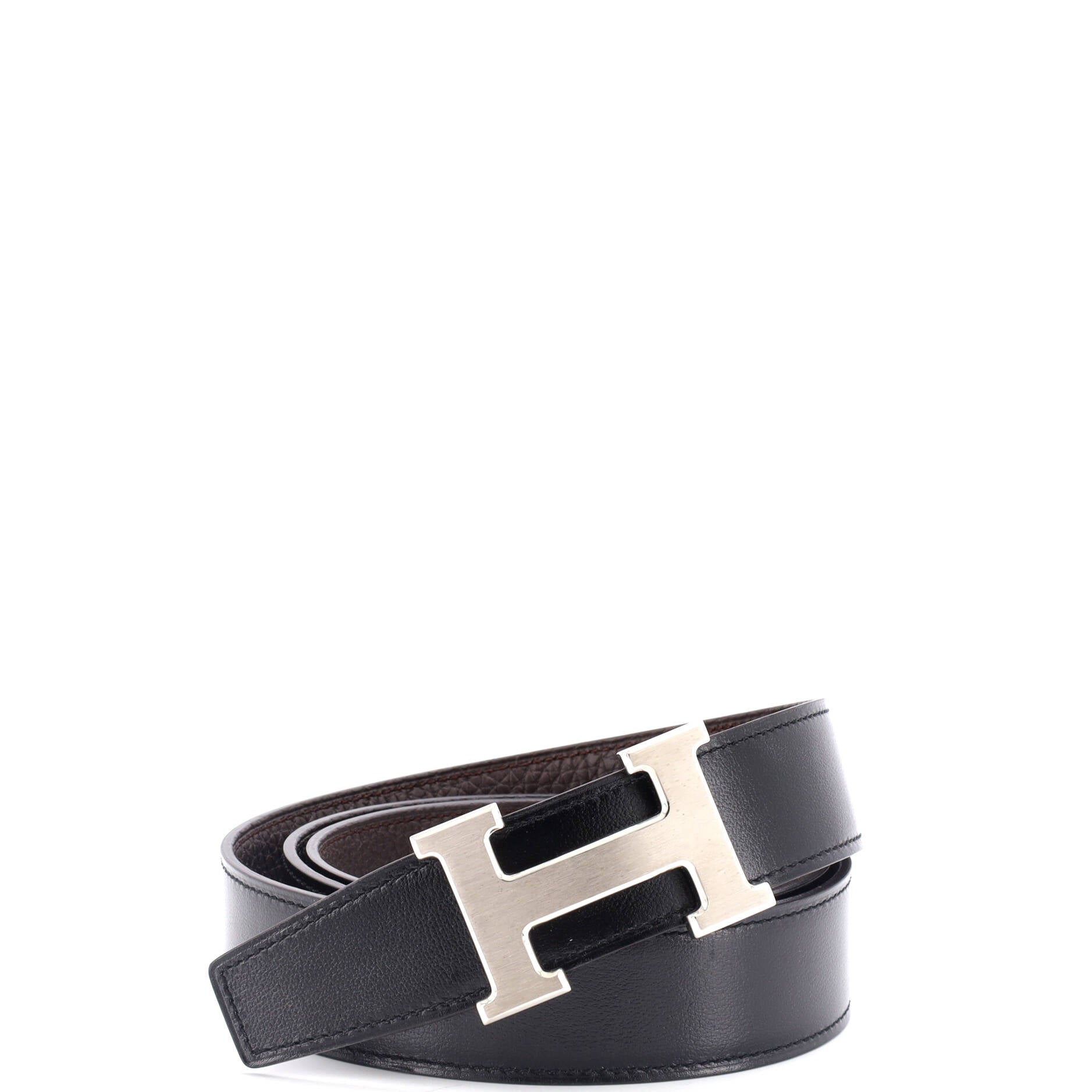 Constance Martelee H Reversible Belt Leather with Brushed Hardware Medium 100