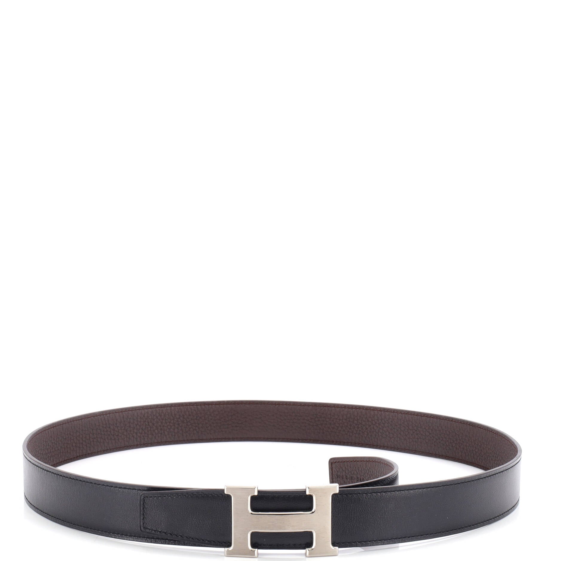 Constance Martelee H Reversible Belt Leather with Brushed Hardware Medium 100
