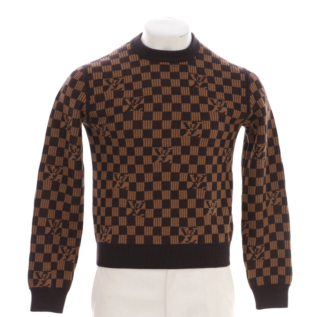 Men's LV Damier Crew Neck Sweater Wool