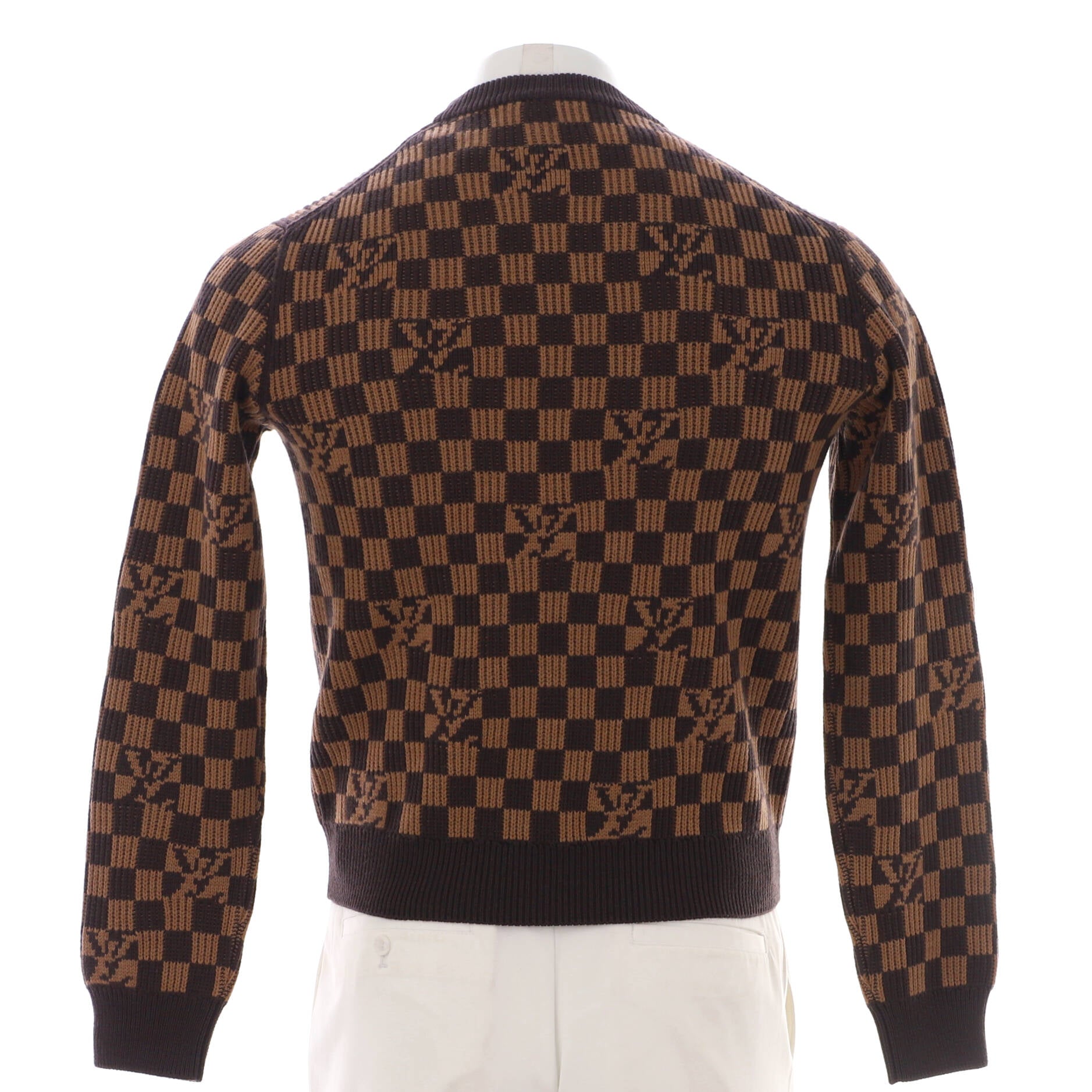 Men's LV Damier Crew Neck Sweater Wool