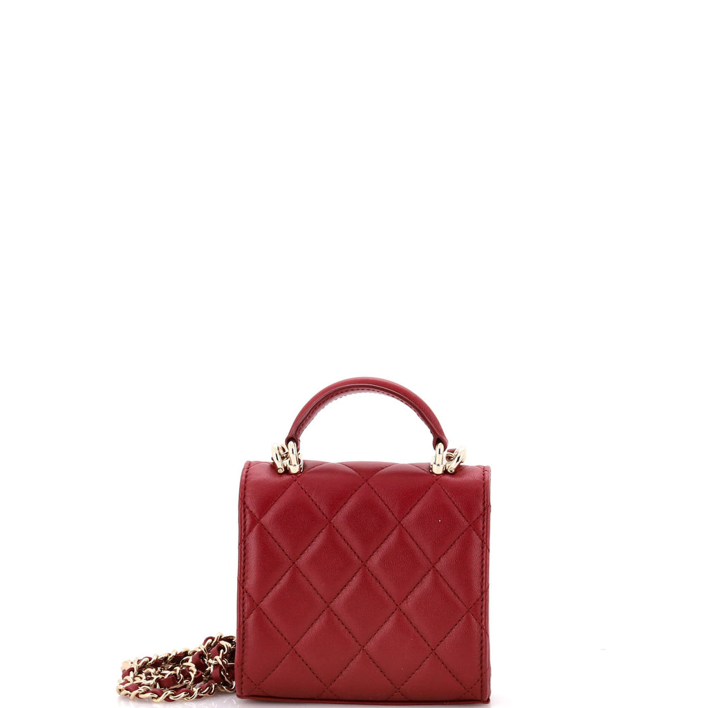 Square Classic Flap Top Handle Clutch with Chain Quilted Lambskin