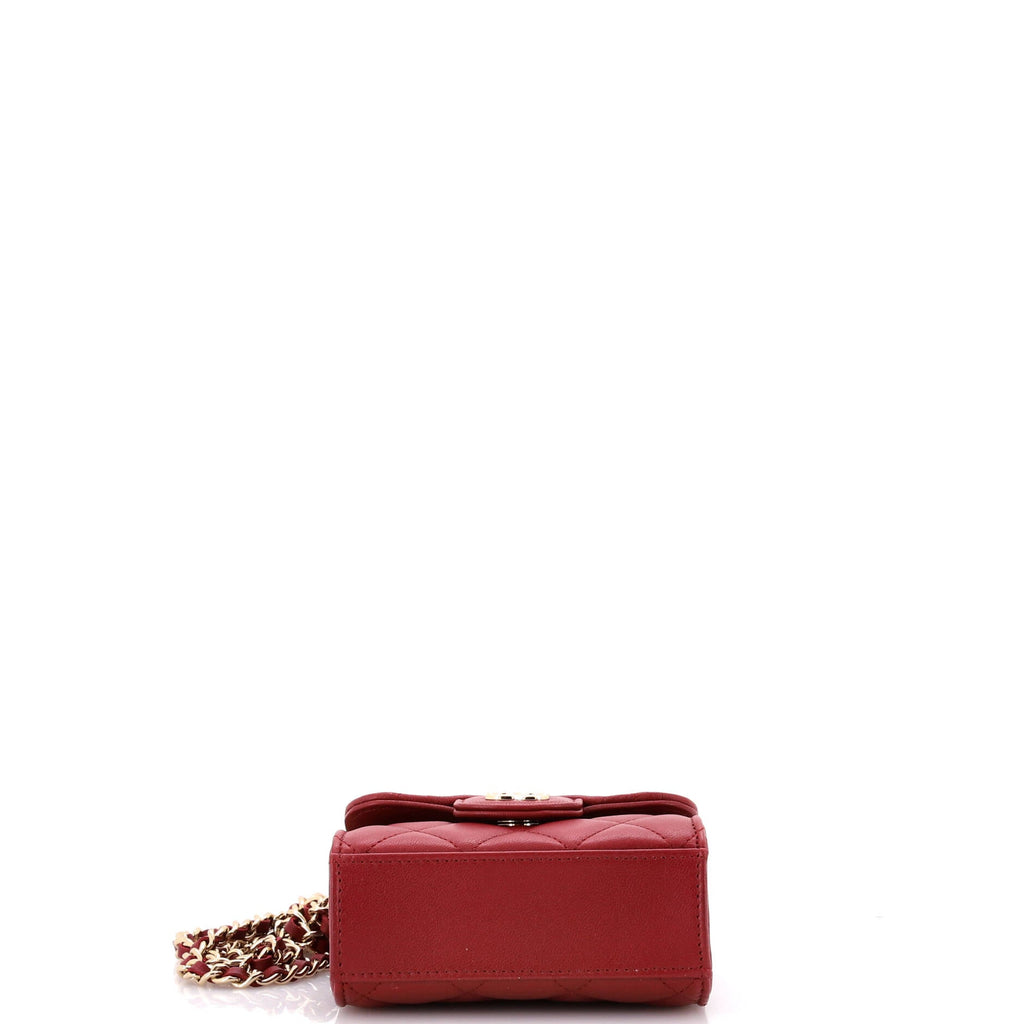 Square Classic Flap Top Handle Clutch with Chain Quilted Lambskin