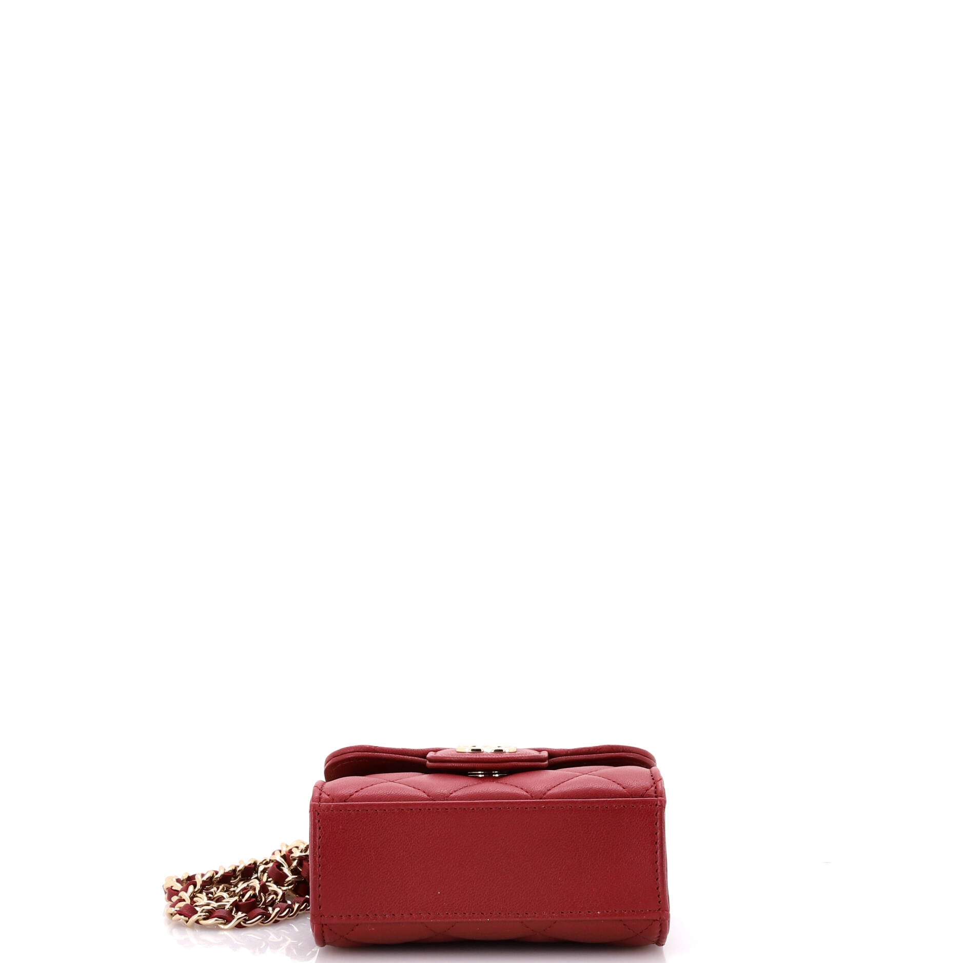 Square Classic Flap Top Handle Clutch with Chain Quilted Lambskin