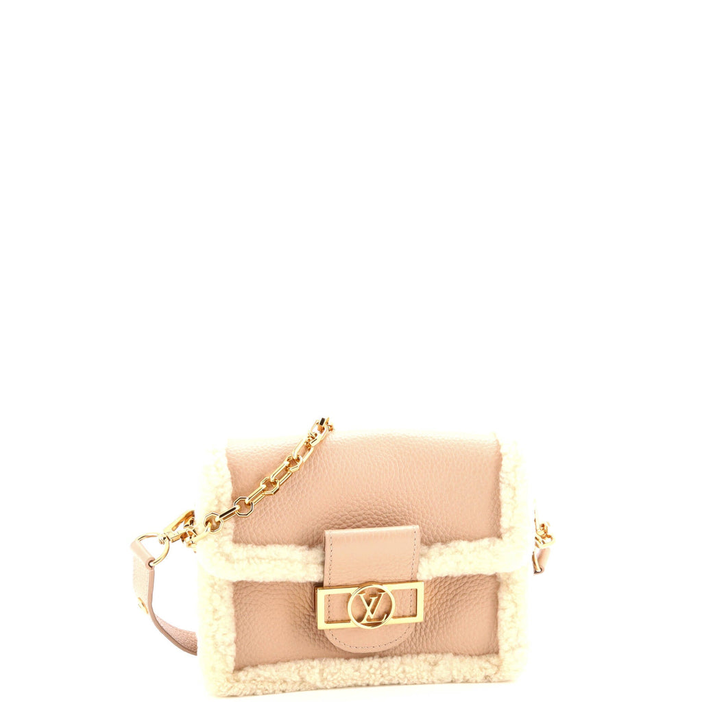 Dauphine Shoulder Bag Leather with Shearling Mini