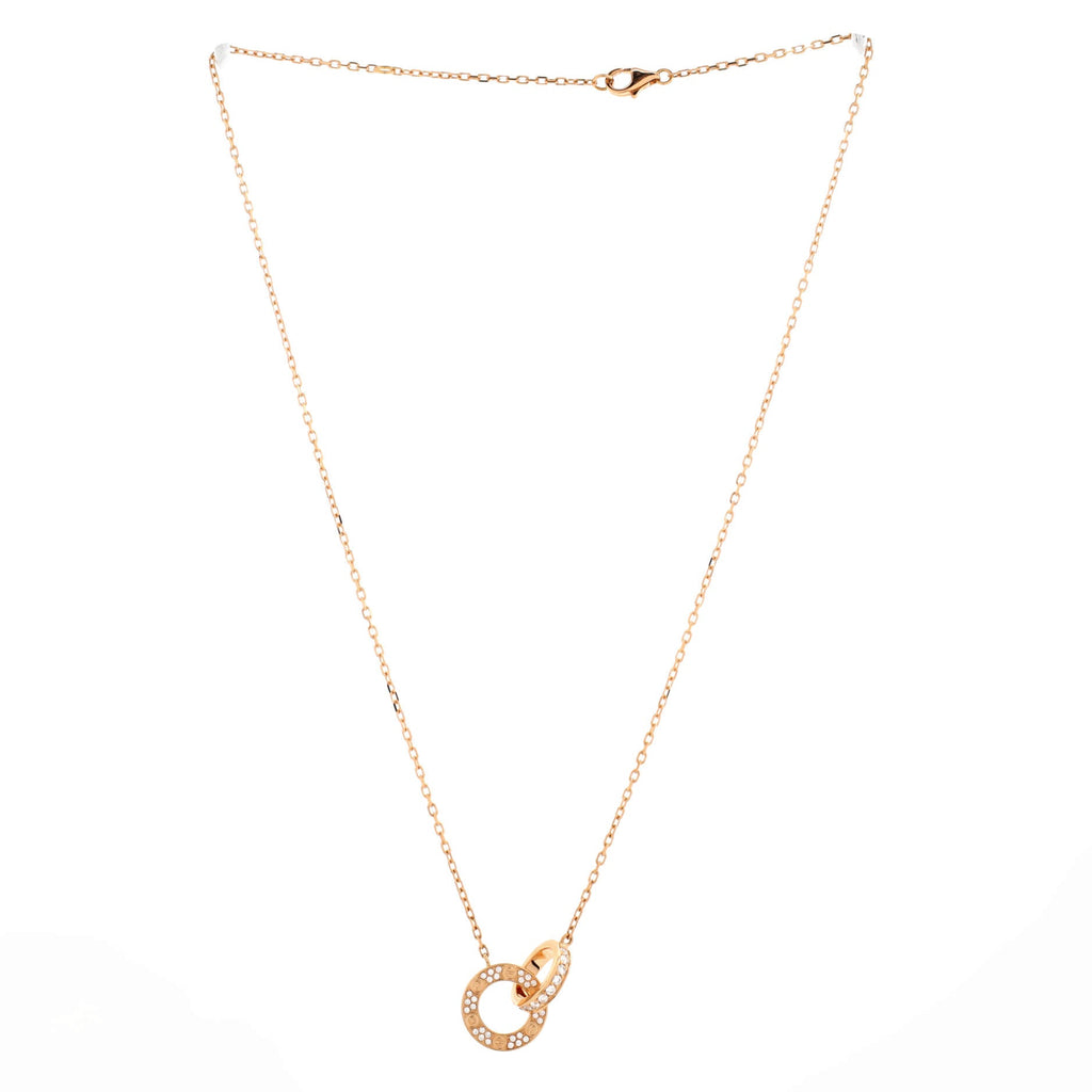 Love Interlocking Pave Necklace 18K Rose Gold and Diamonds