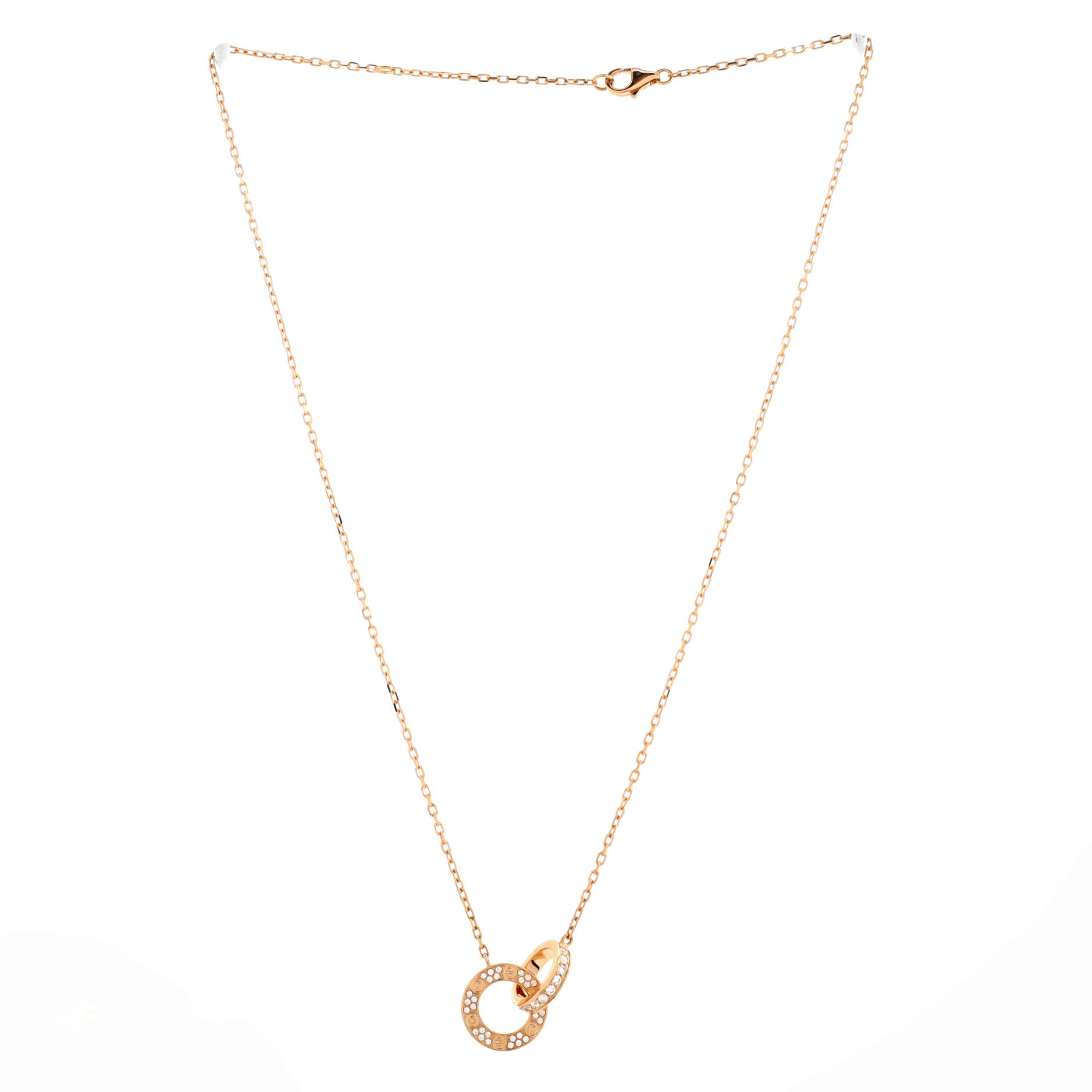 Love Interlocking Pave Necklace 18K Rose Gold and Diamonds