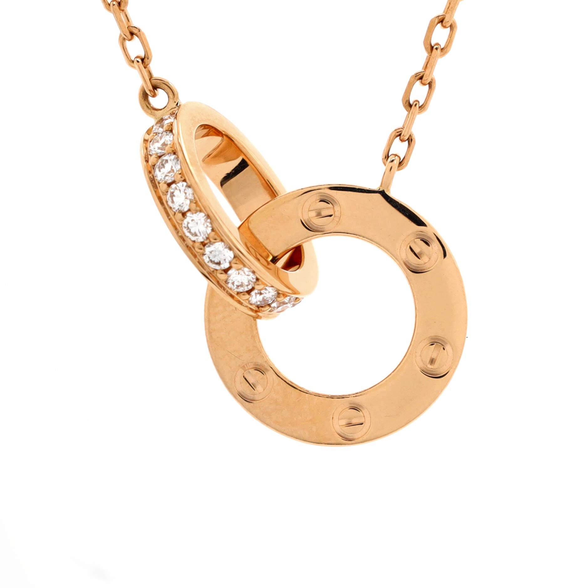 Love Interlocking Pave Necklace 18K Rose Gold and Diamonds