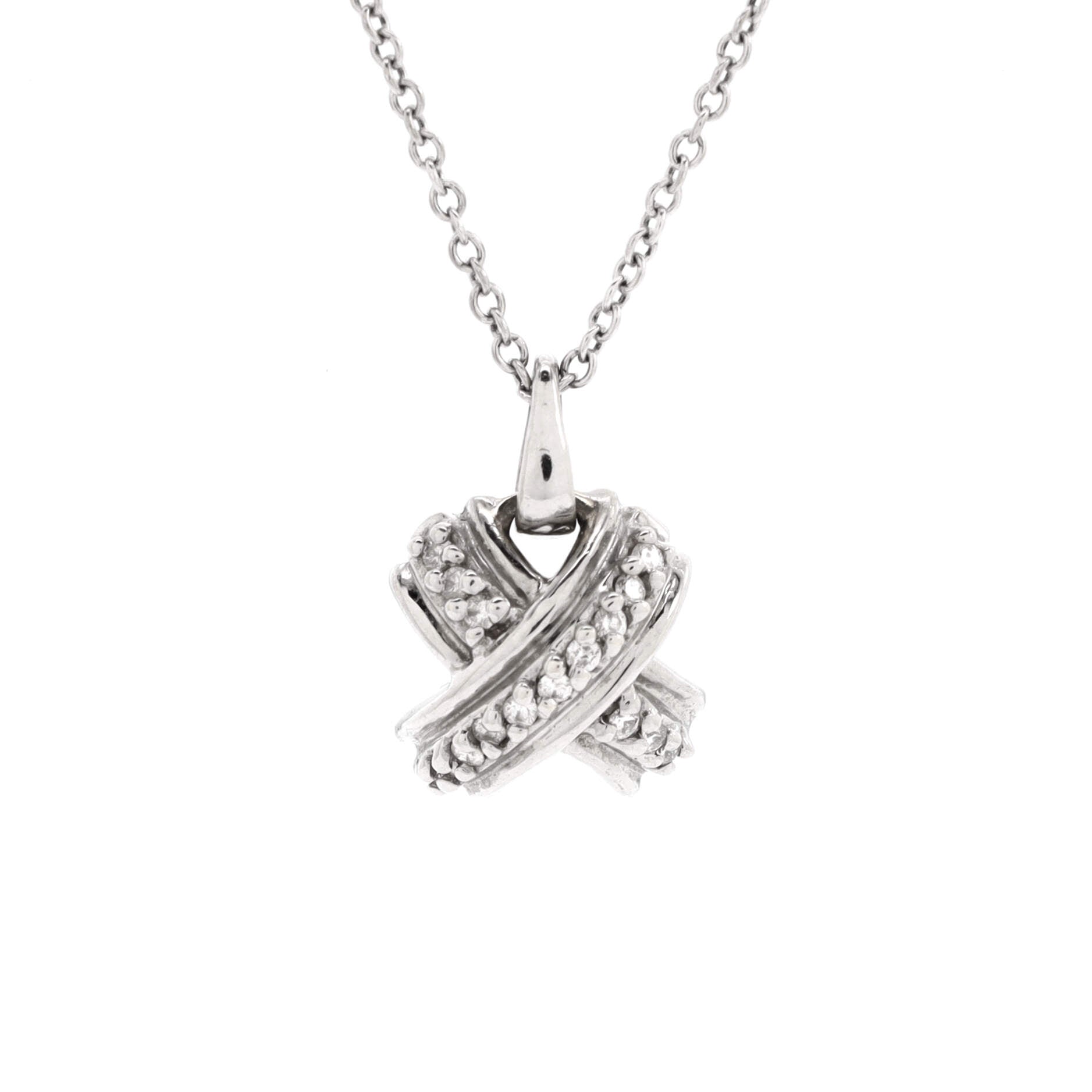 Signature X Pendant Necklace 18K White Gold with Diamonds