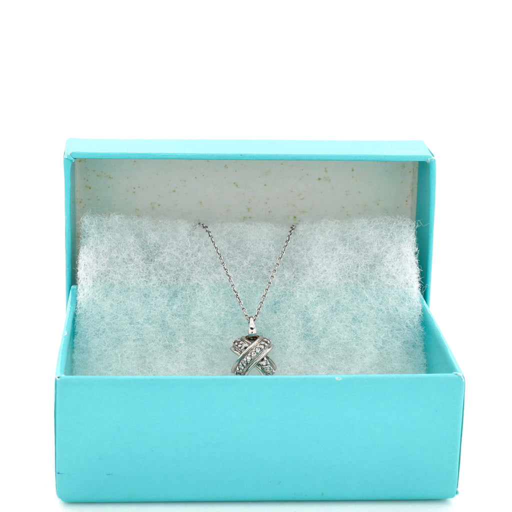 Signature X Pendant Necklace 18K White Gold with Diamonds