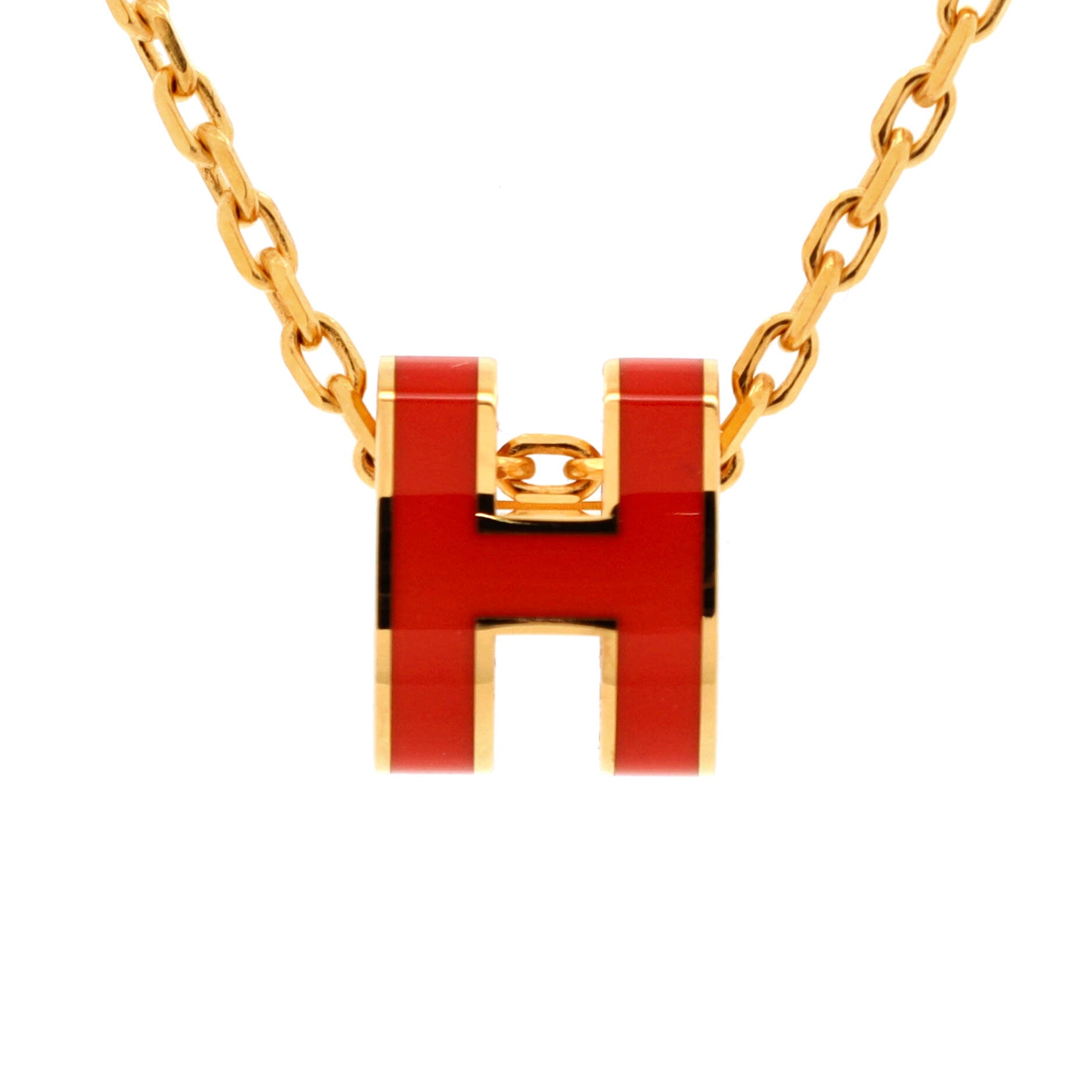 Pop H Pendant Chain Necklace Metal and Enamel Mini