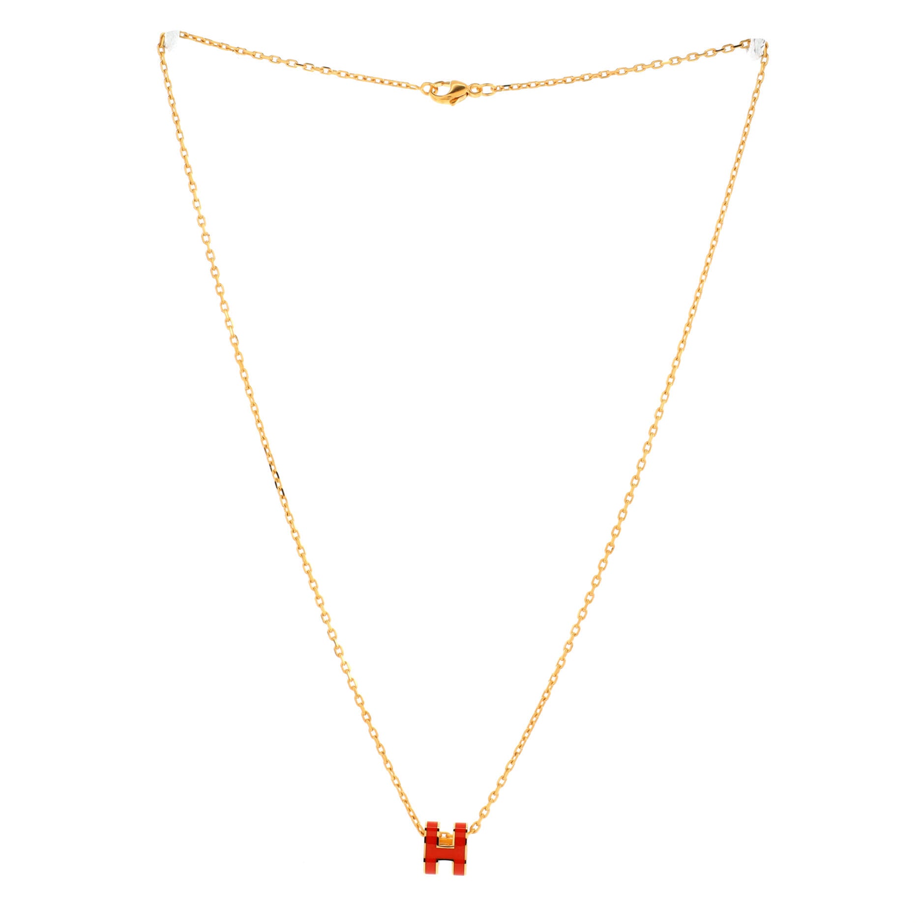 Pop H Pendant Chain Necklace Metal and Enamel Mini