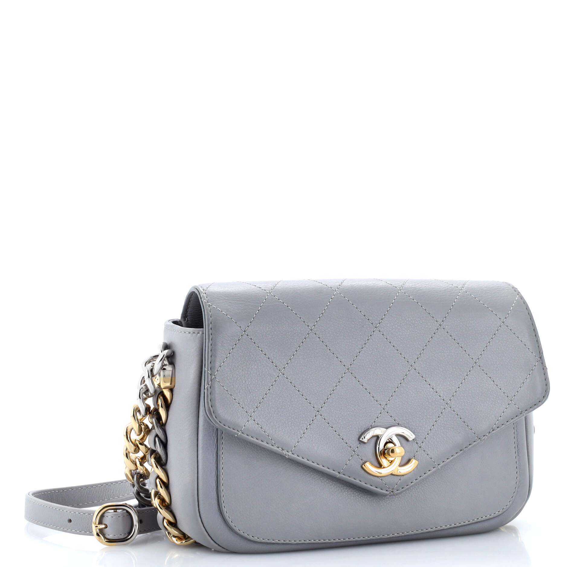 Two Tone Envelope Flap Bag Quilted Calfskin Medium