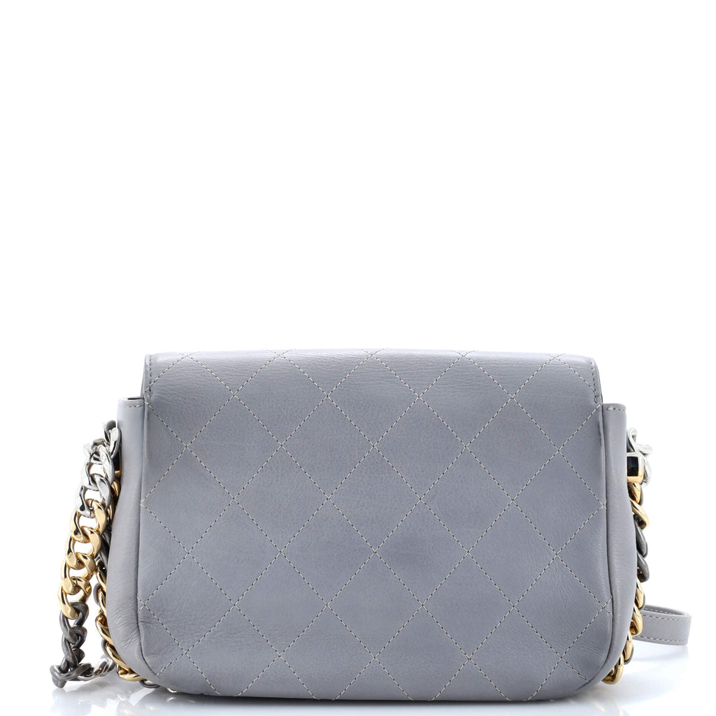 Two Tone Envelope Flap Bag Quilted Calfskin Medium