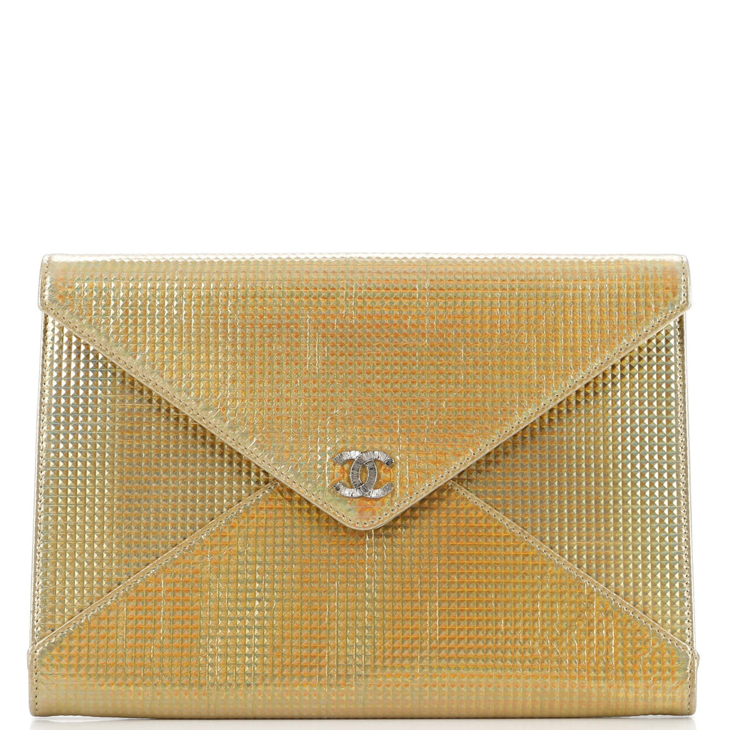 CC Envelope Clutch Embossed Metallic Leather Medium