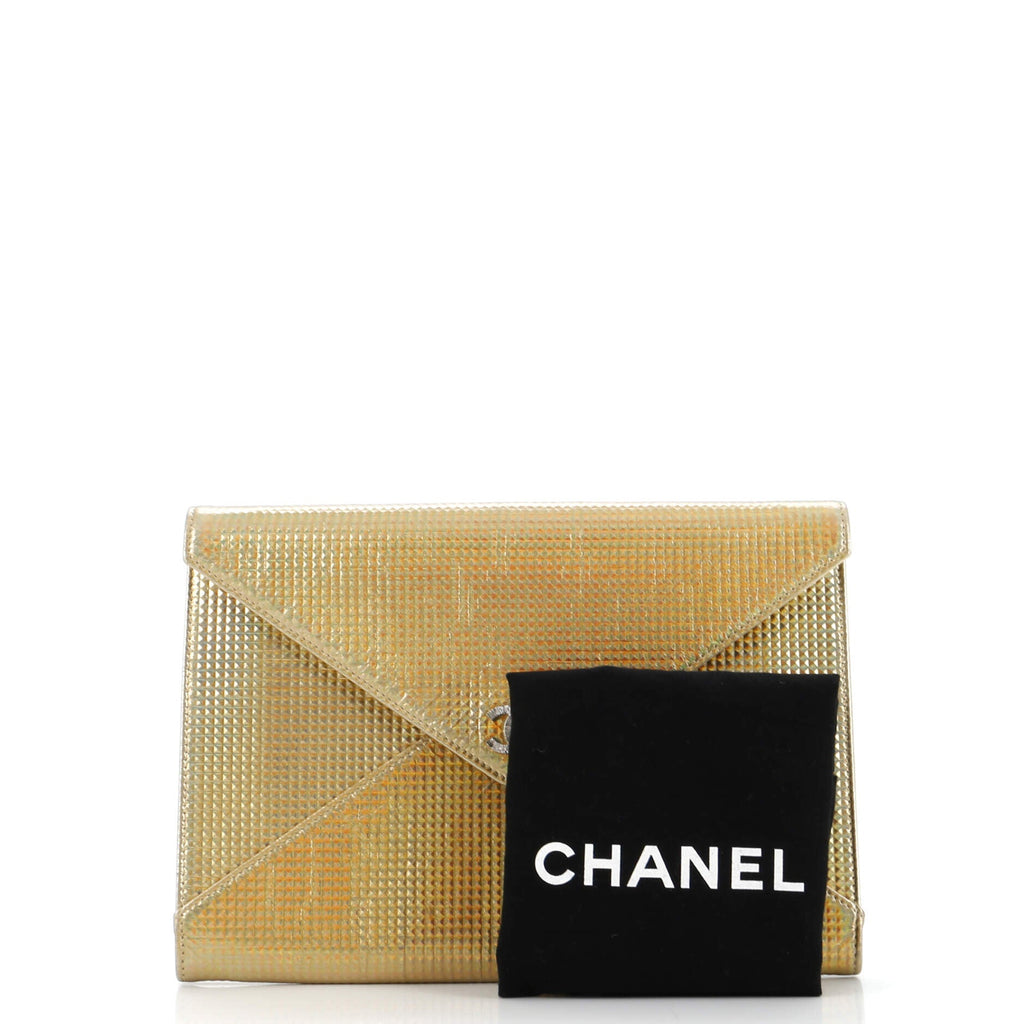 CC Envelope Clutch Embossed Metallic Leather Medium