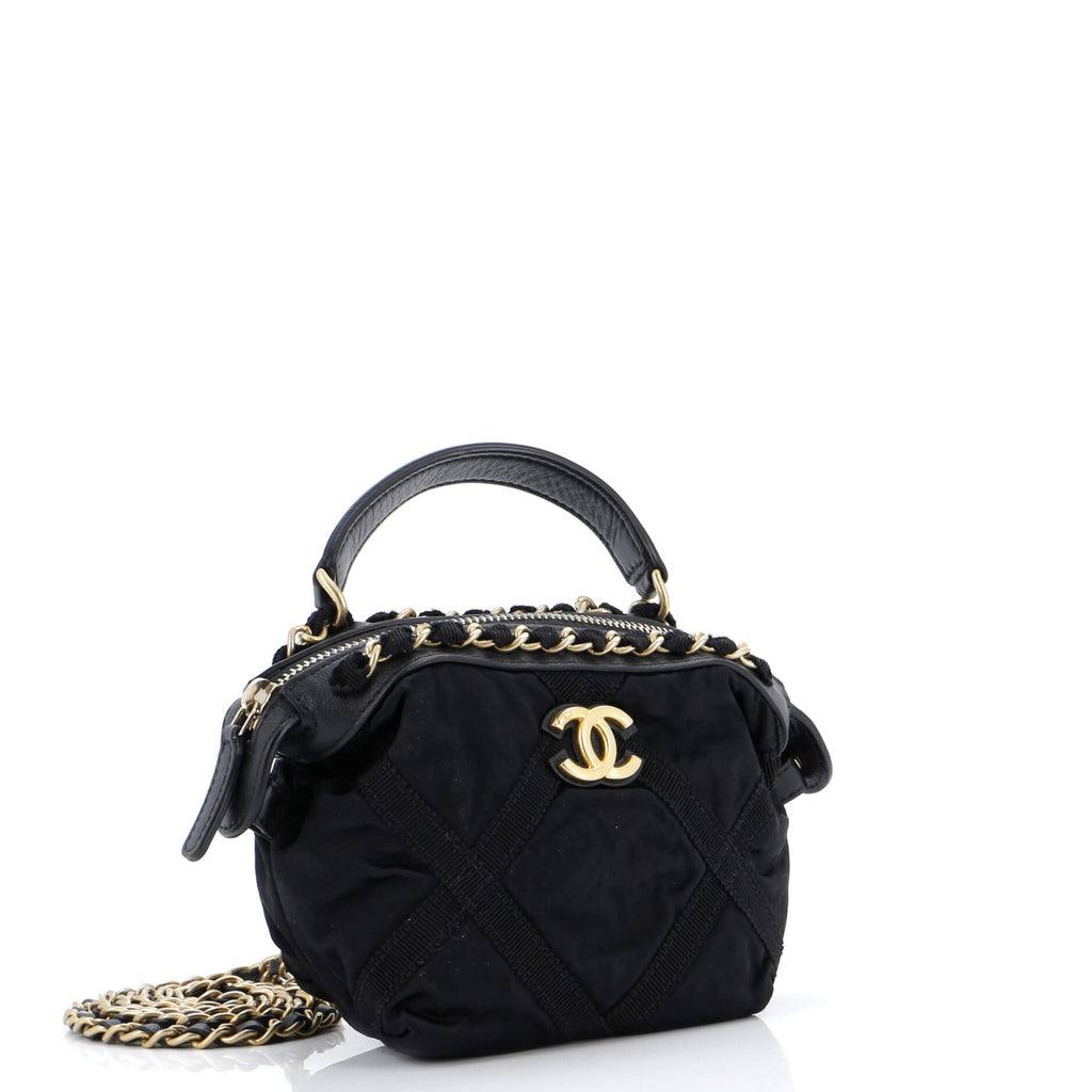 Top Handle Clutch with Chain Nylon with Grosgrain Mini