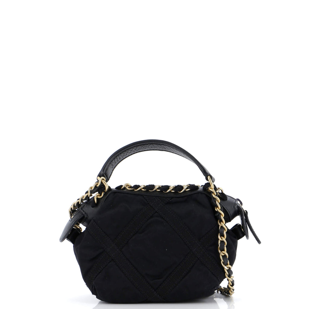 Top Handle Clutch with Chain Nylon with Grosgrain Mini