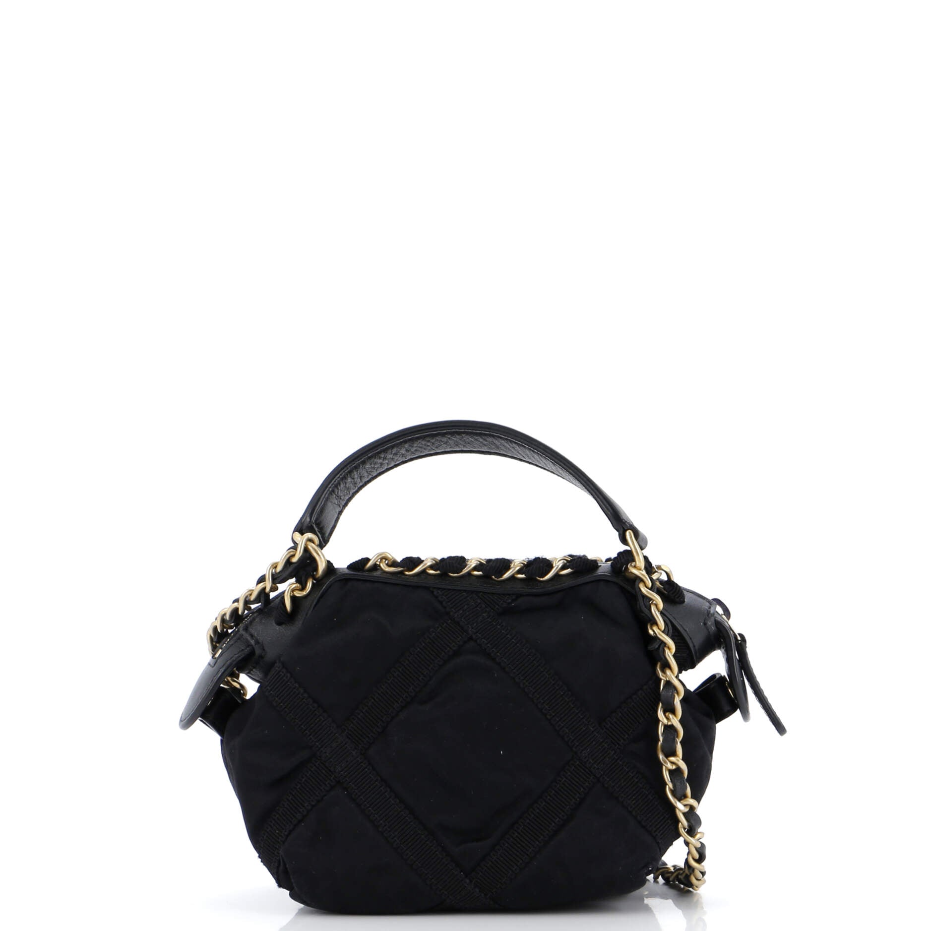 Top Handle Clutch with Chain Nylon with Grosgrain Mini