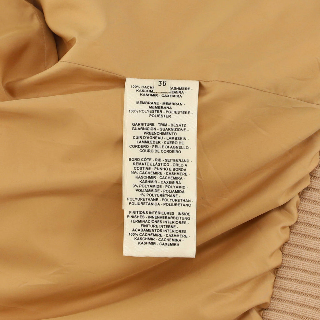 Women's Short Puffer Jacket Quilted Cashmere with Leather
