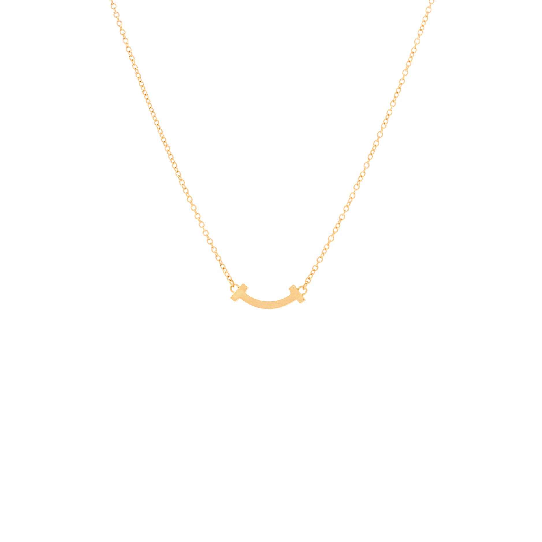 T Smile Pendant Necklace 18K Rose Gold Mini
