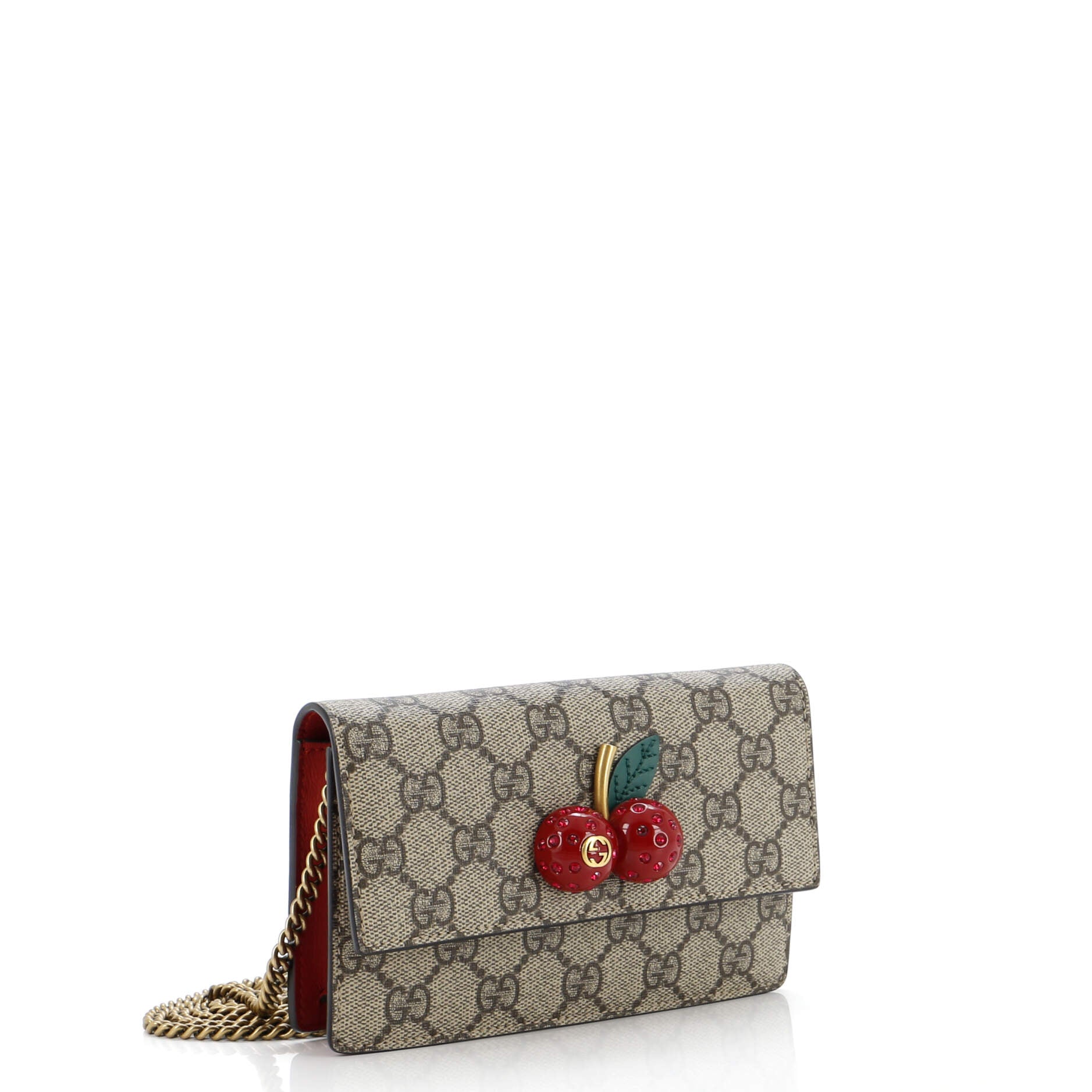 Cherries Wallet on Chain GG Coated Canvas Mini