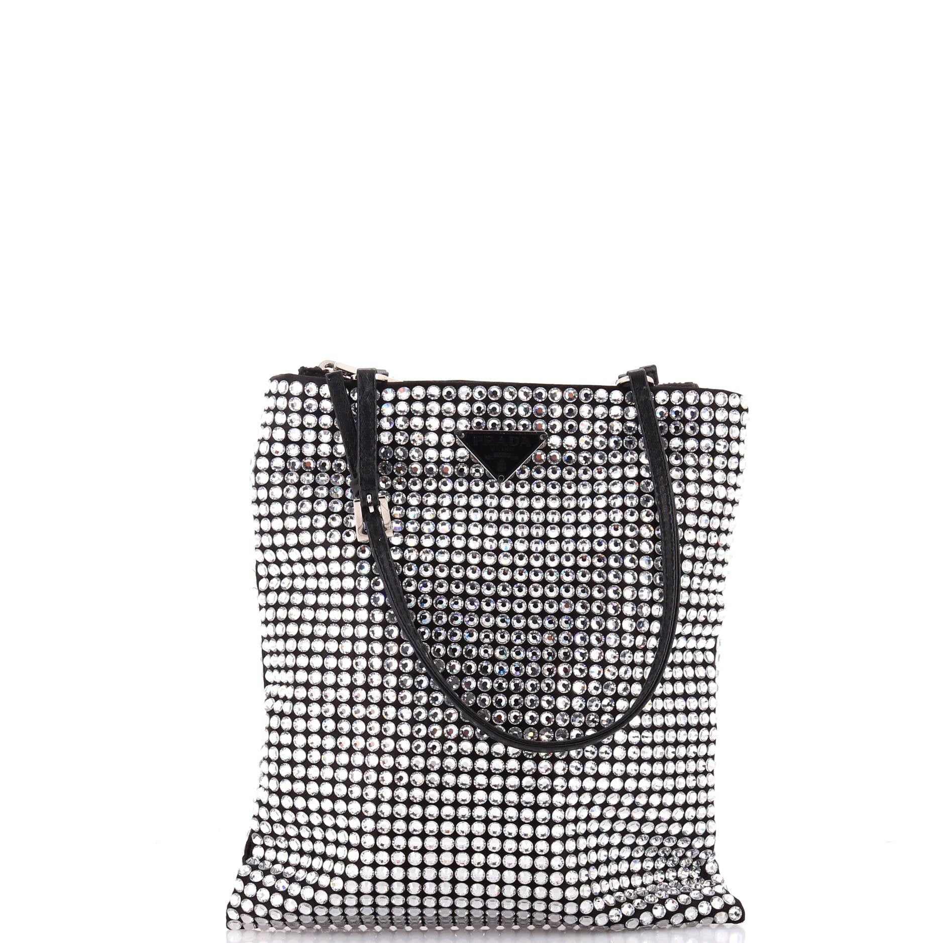 Convertible Open Tote Crystal Embellished Satin Mini