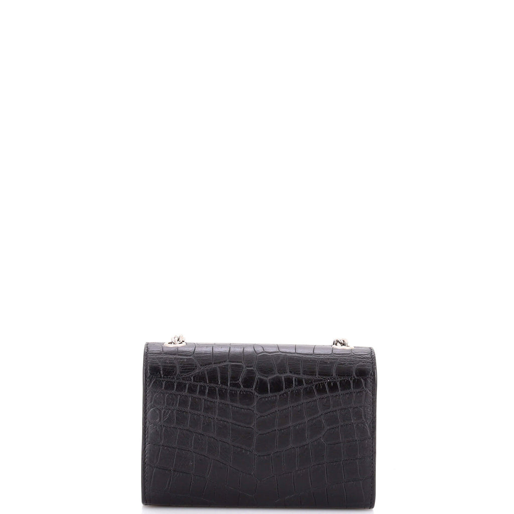 Classic Monogram Tassel Crossbody Bag Crocodile Embossed Leather Small
