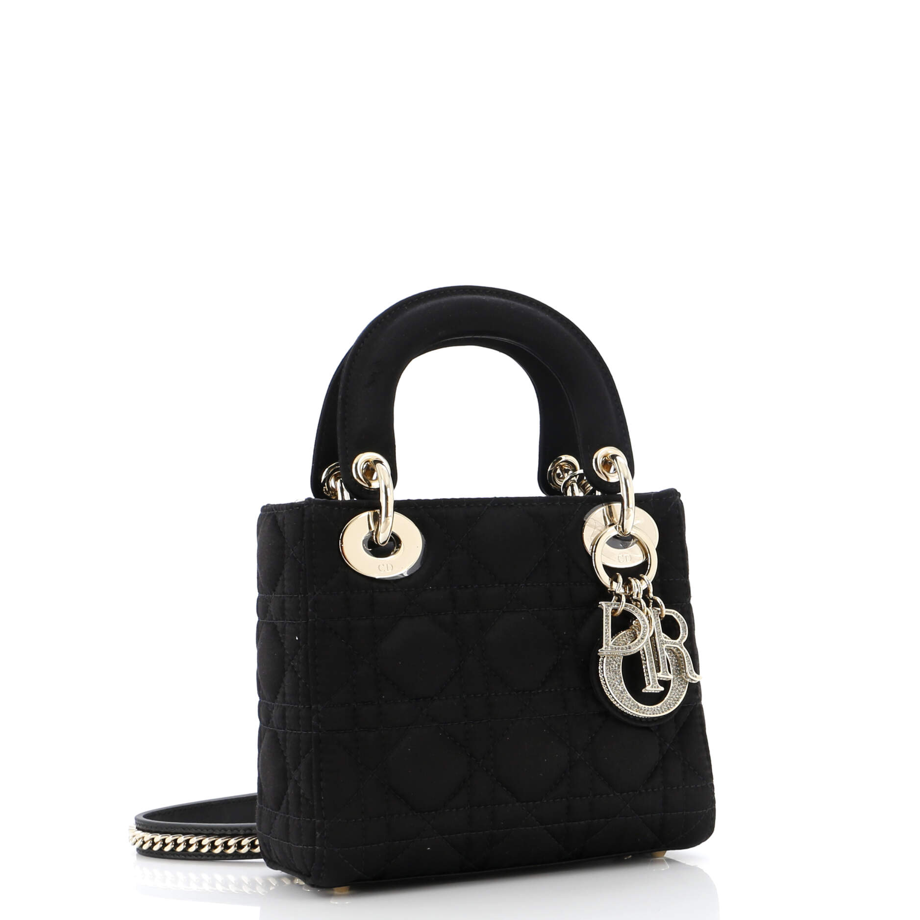 Lady Dior Bag Cannage Quilt Satin with Crystal Charms Mini