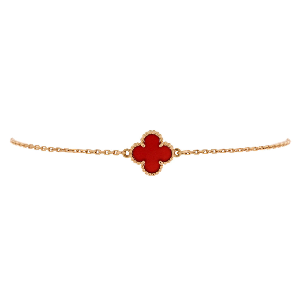 Sweet Alhambra Bracelet 18K Rose Gold and Carnelian