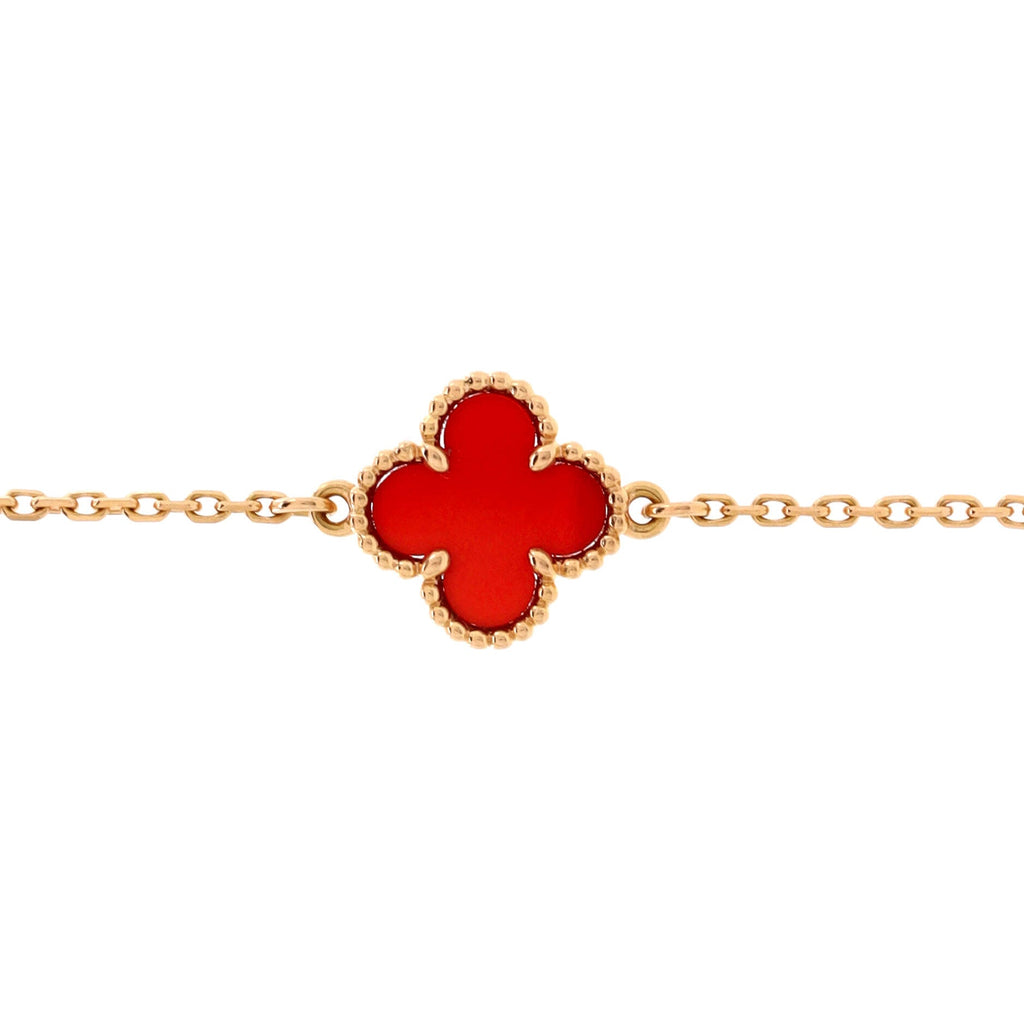 Sweet Alhambra Bracelet 18K Rose Gold and Carnelian